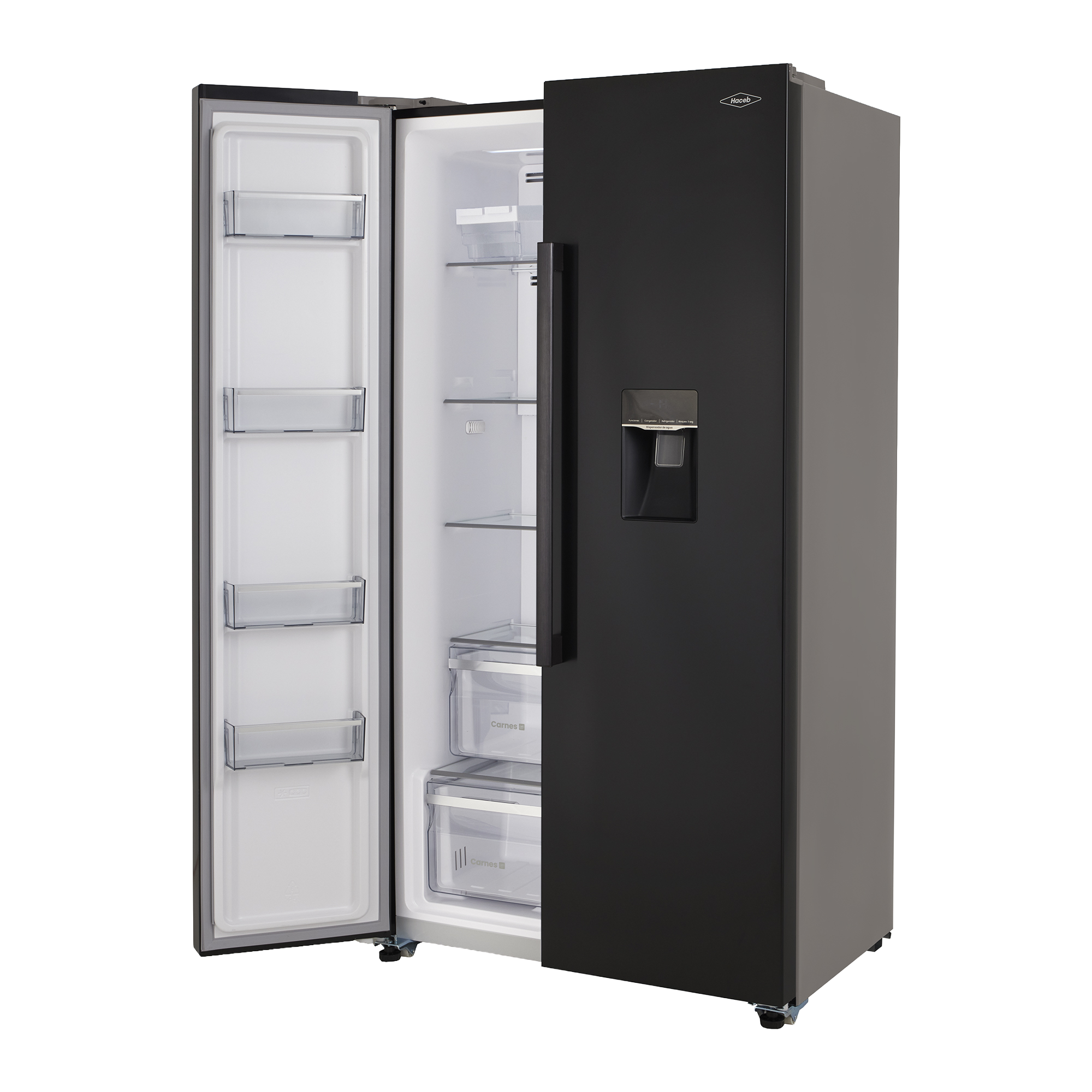 Nevecón HACEB Side by Side 529 Litros Sin Escarcha Manija Externa Panel Digital Inverter Negro