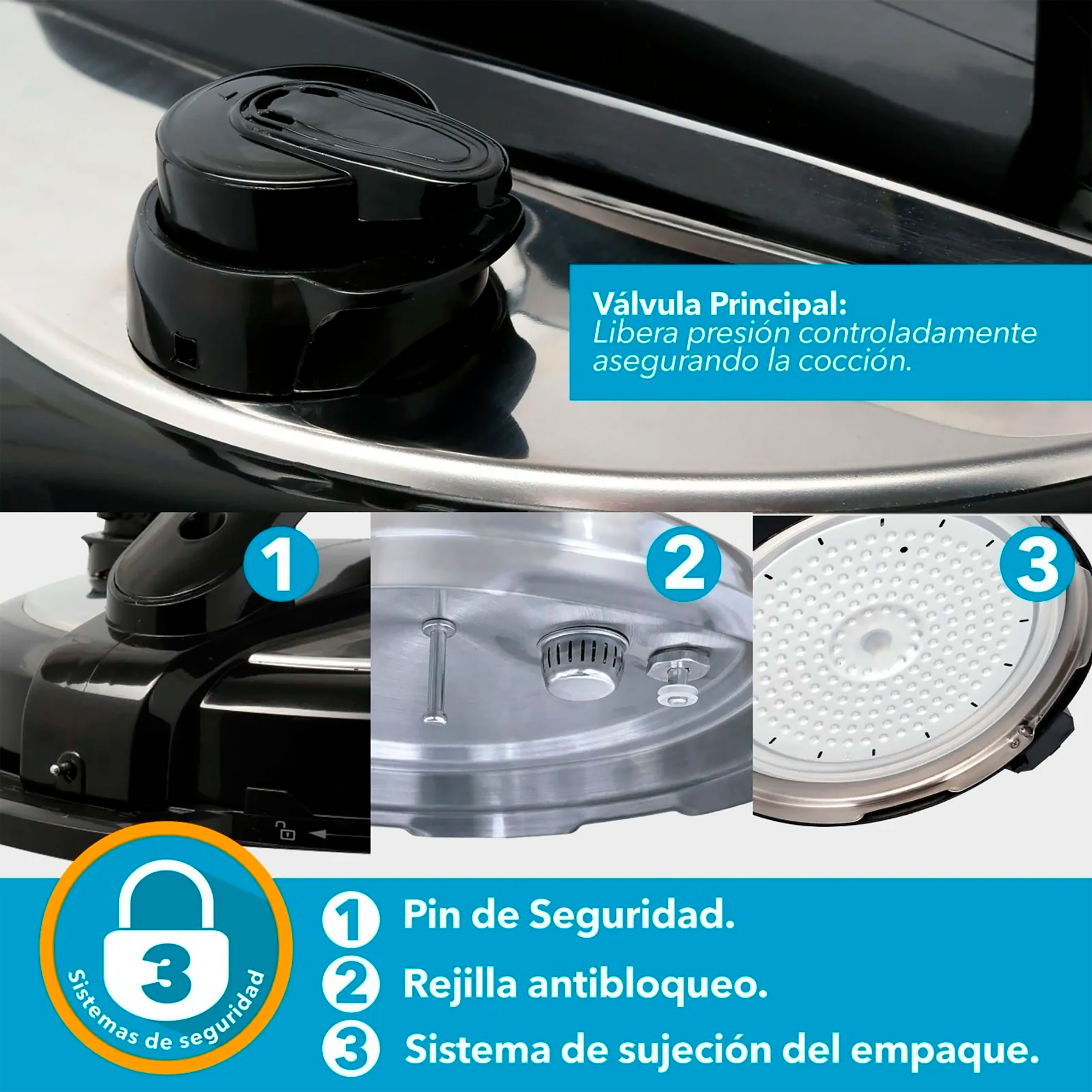 OLLA A PRESION 7L AL C/TAPA ACERO