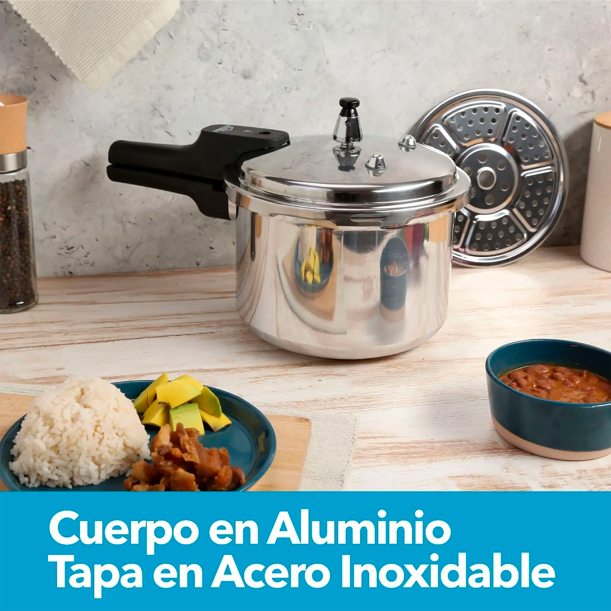 OLLA A PRESION 7L AL C/TAPA ACERO