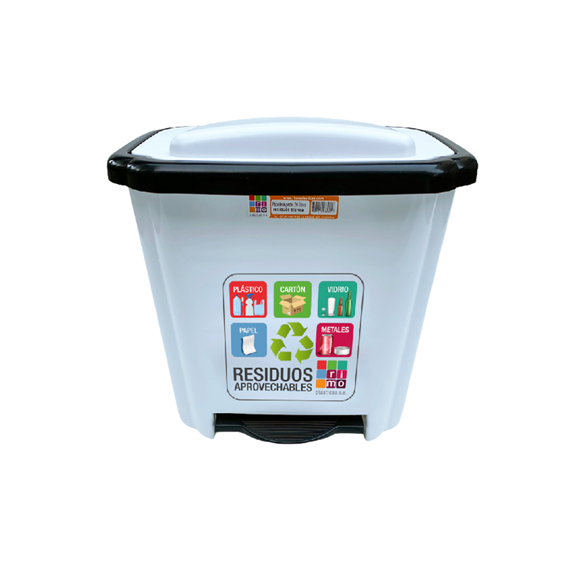 PAPELERA PEDAL 20LITROS RESIDUOS BLANCA