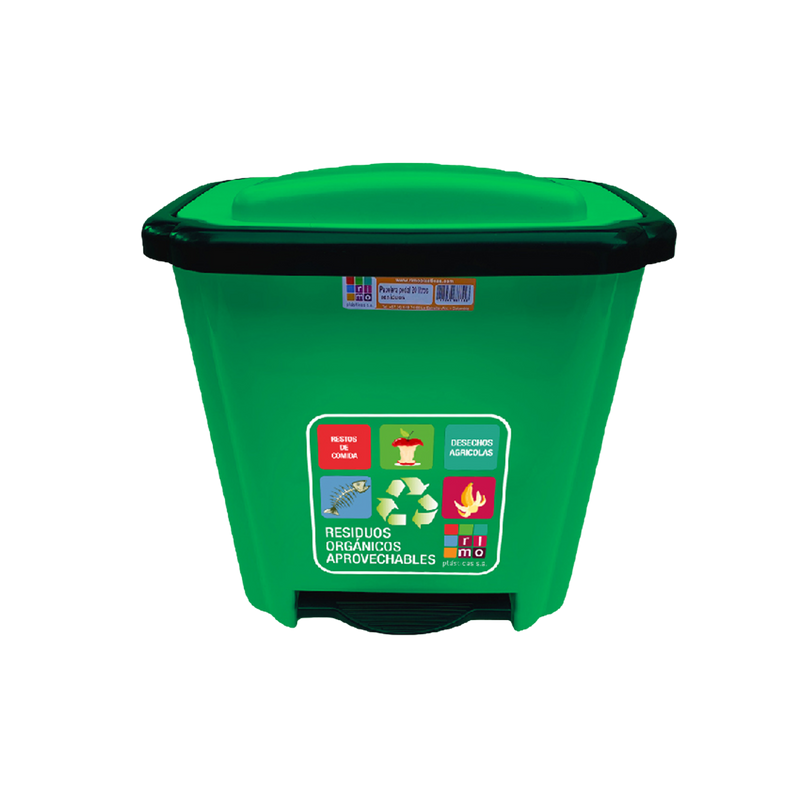 PAPELERA PEDAL 20LITROS RESIDUOS VERDE