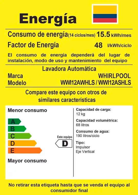 LAVADORA 12 KG WHIRLPOOL
