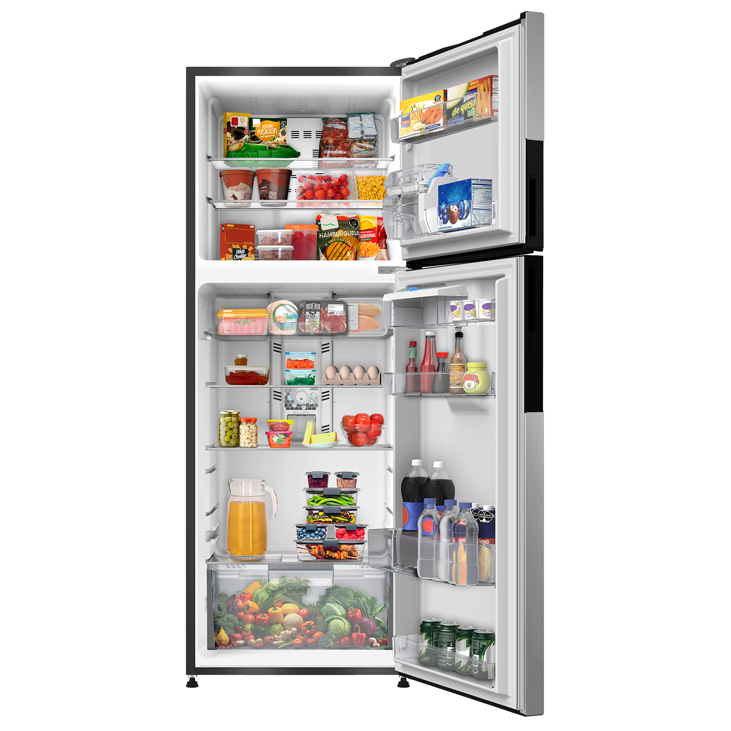 Nevera MABE No Frost Congelador Superior 442 Litros RMP470GCT Platinum