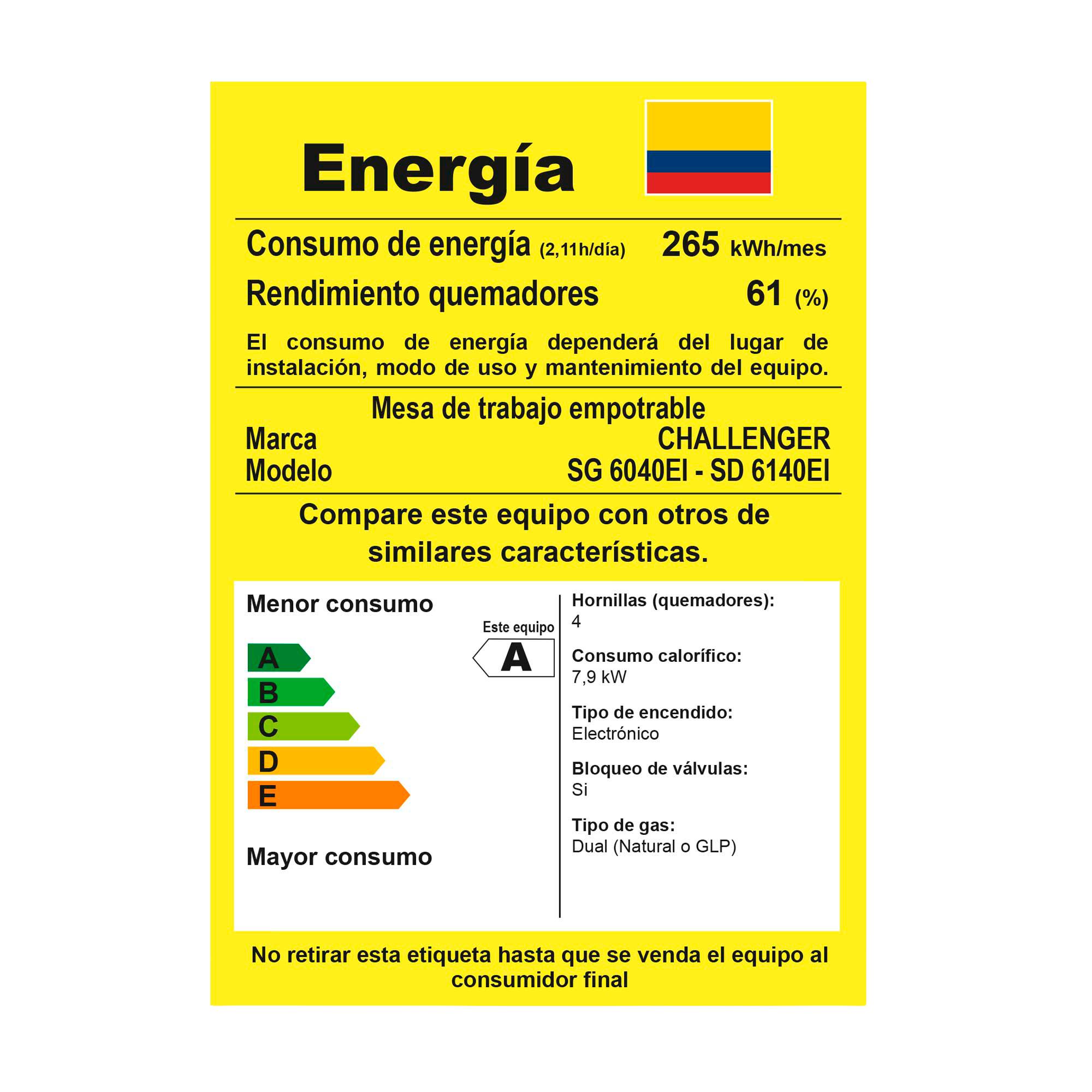 COCINA GAS 4PTS  ACERO CHALLENGER