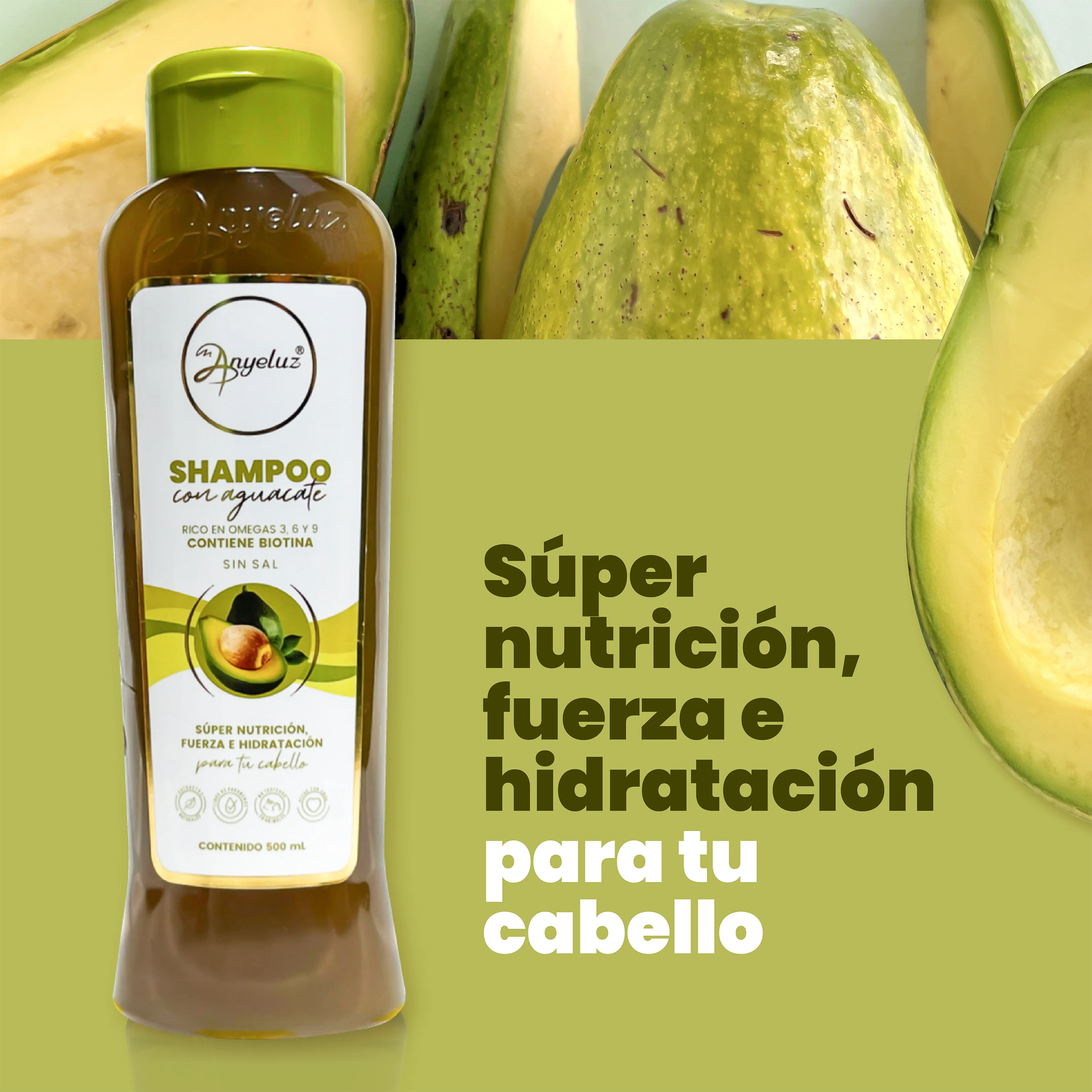 SHAMPOO CON AGUACATE 500ML ANYELUZ