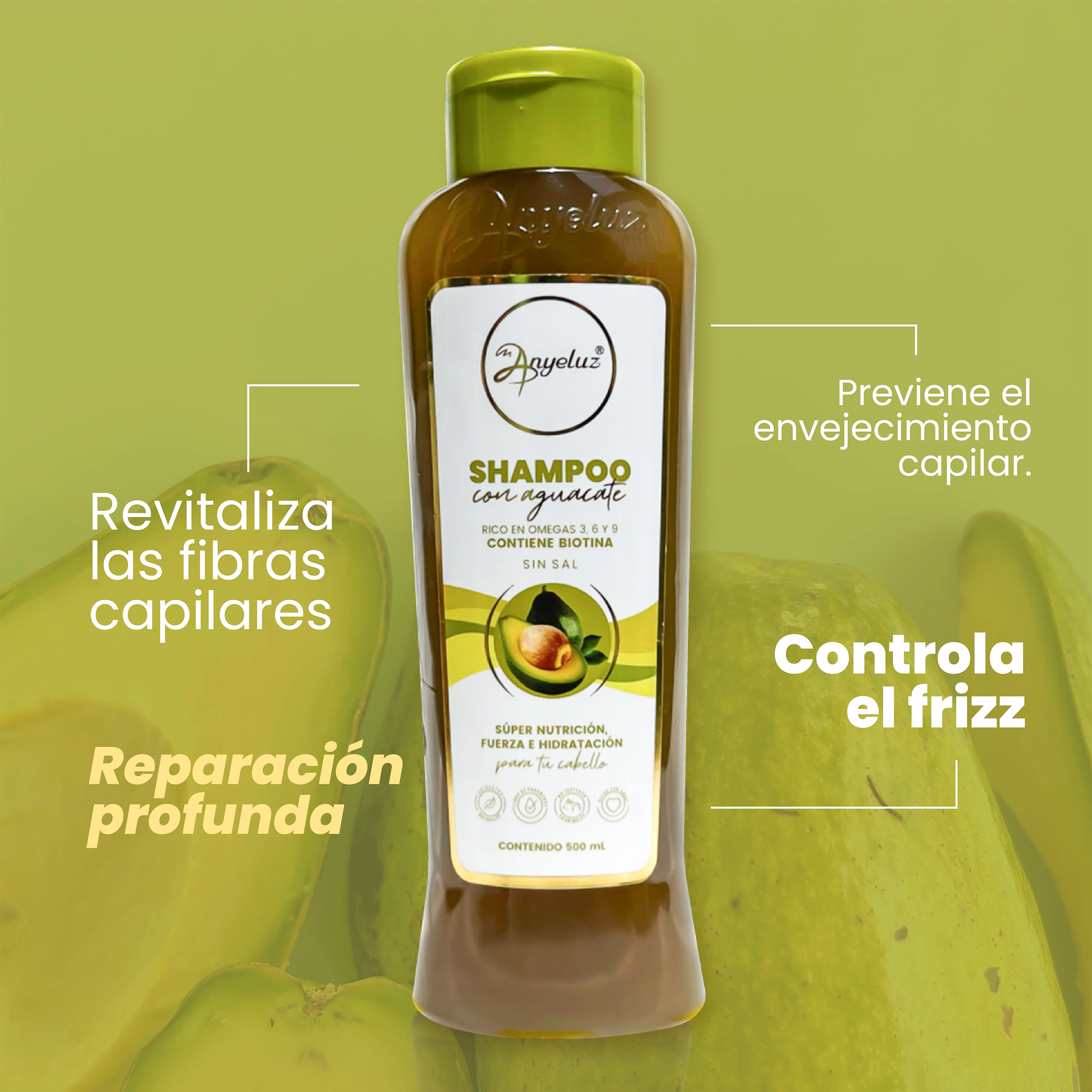 SHAMPOO CON AGUACATE 500ML ANYELUZ