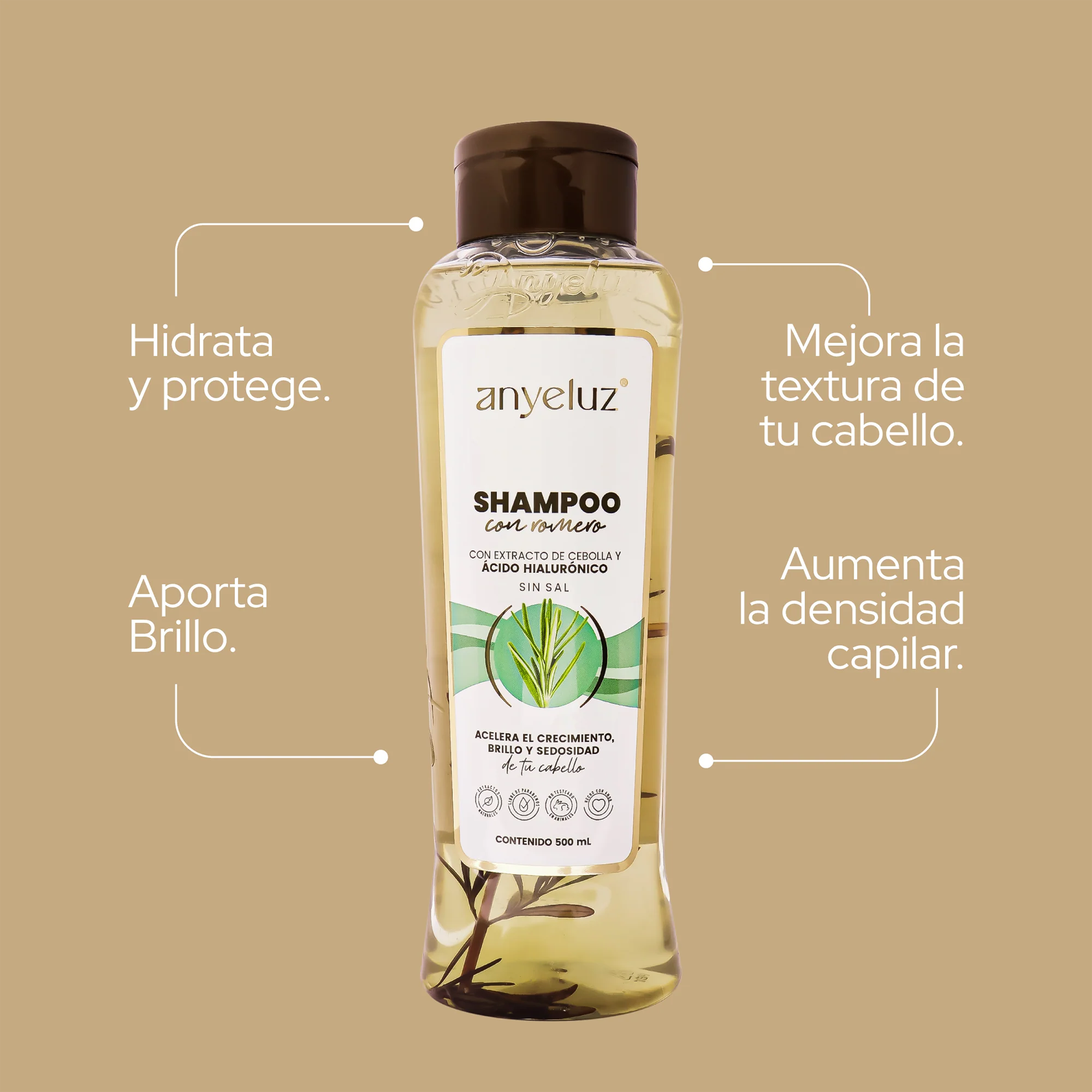 SHAMPOO CON ROMERO 500ML ANYELUZ