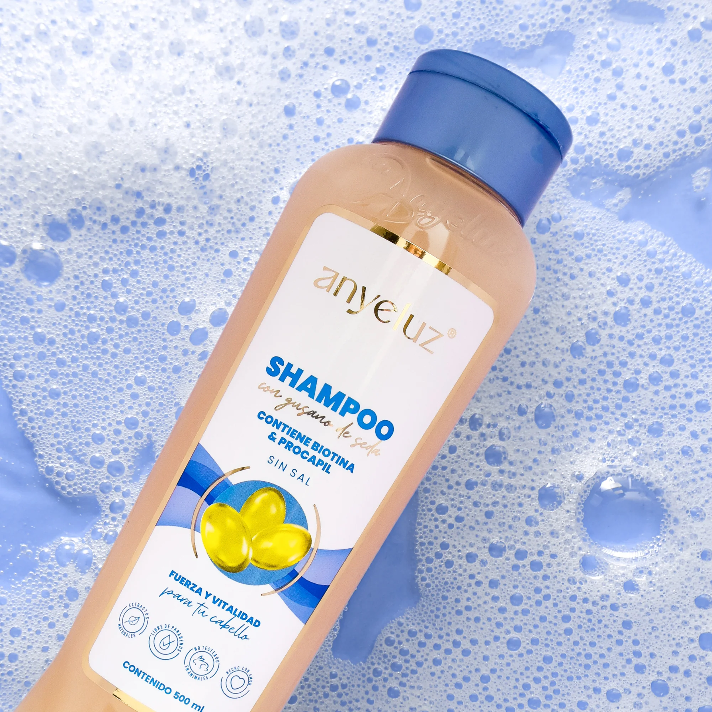 SHAMPOO CON GUSANO DE SEDA 500ML ANYELUZ