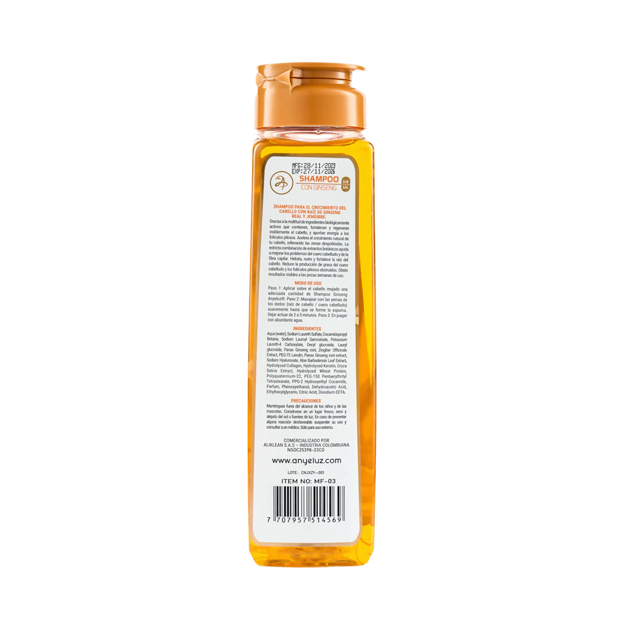 SHAMPOO CON GINSENG ANYELUZ
