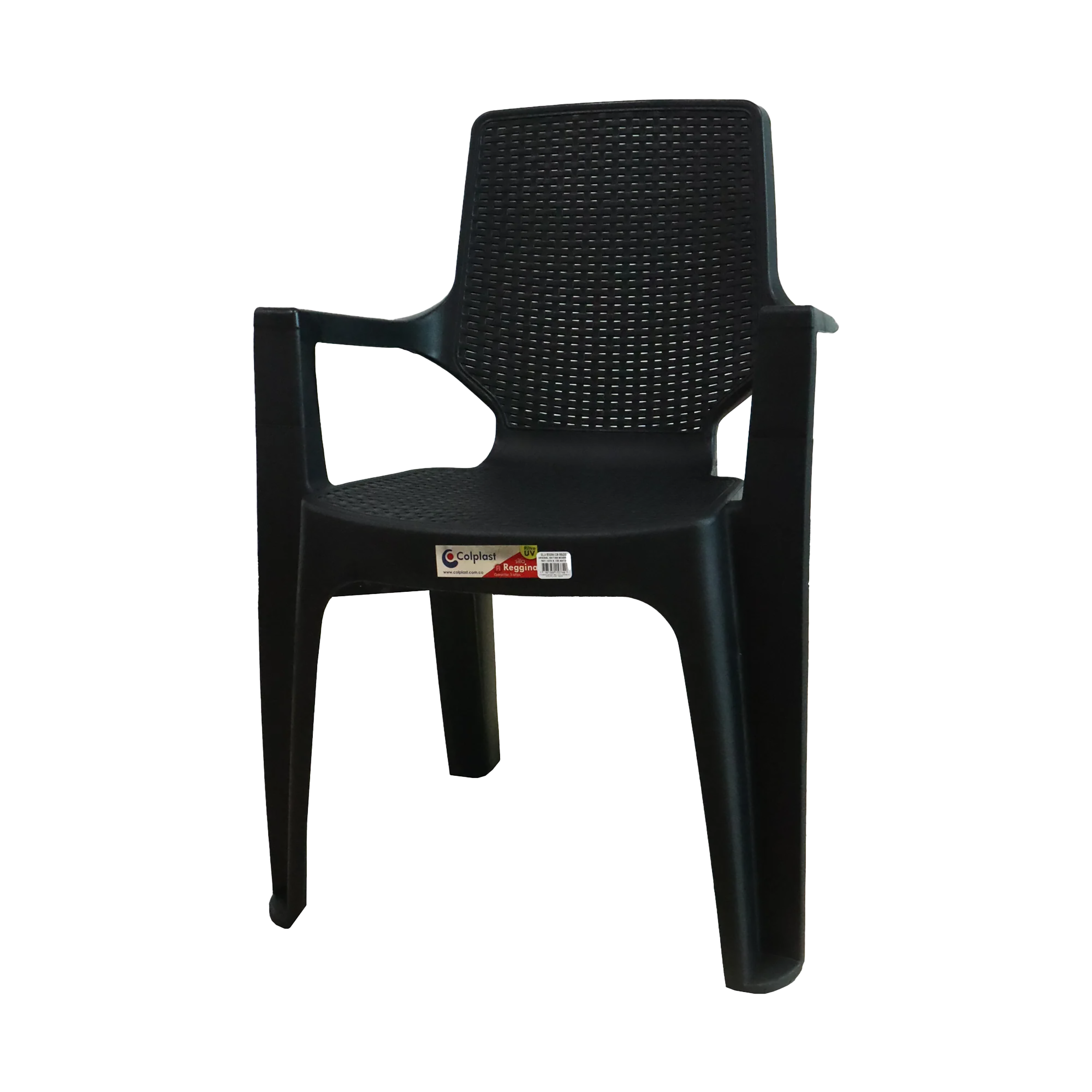 Silla Reggina Con Brazos Rattan Negra Colplast