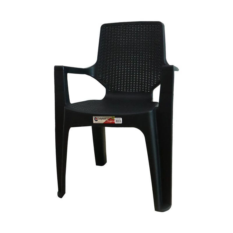 Silla Reggina Con Brazos Rattan Negra Colplast