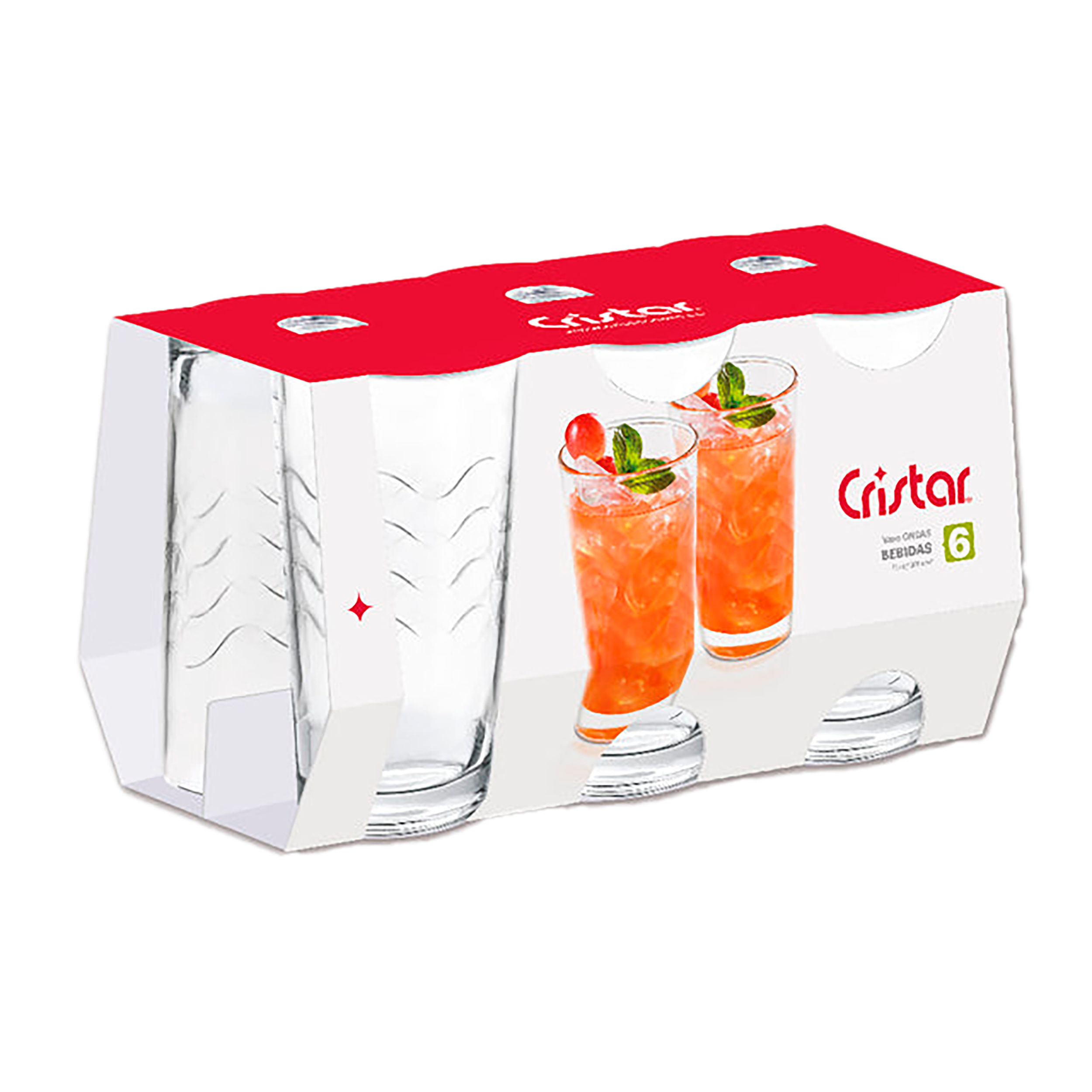 VASO ONDAS JUGOS X6 CRISTAR
