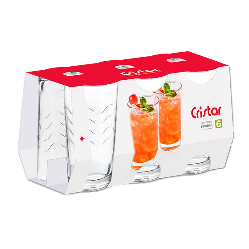 VASO ONDAS JUGOS X6 CRISTAR