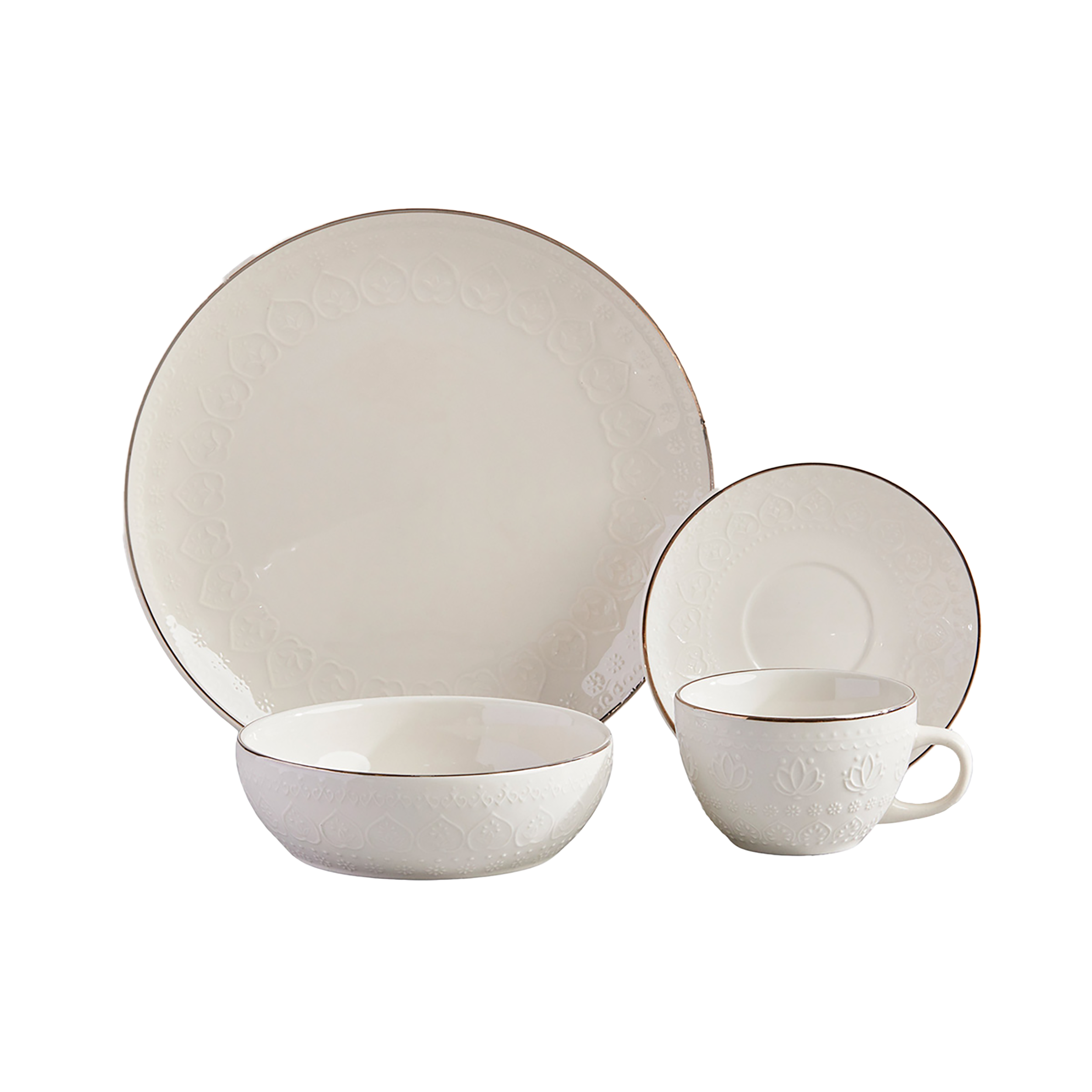 VAJILLA HARMONY PLATEADO CORONA  4 PUESTOS 16 PIEZAS