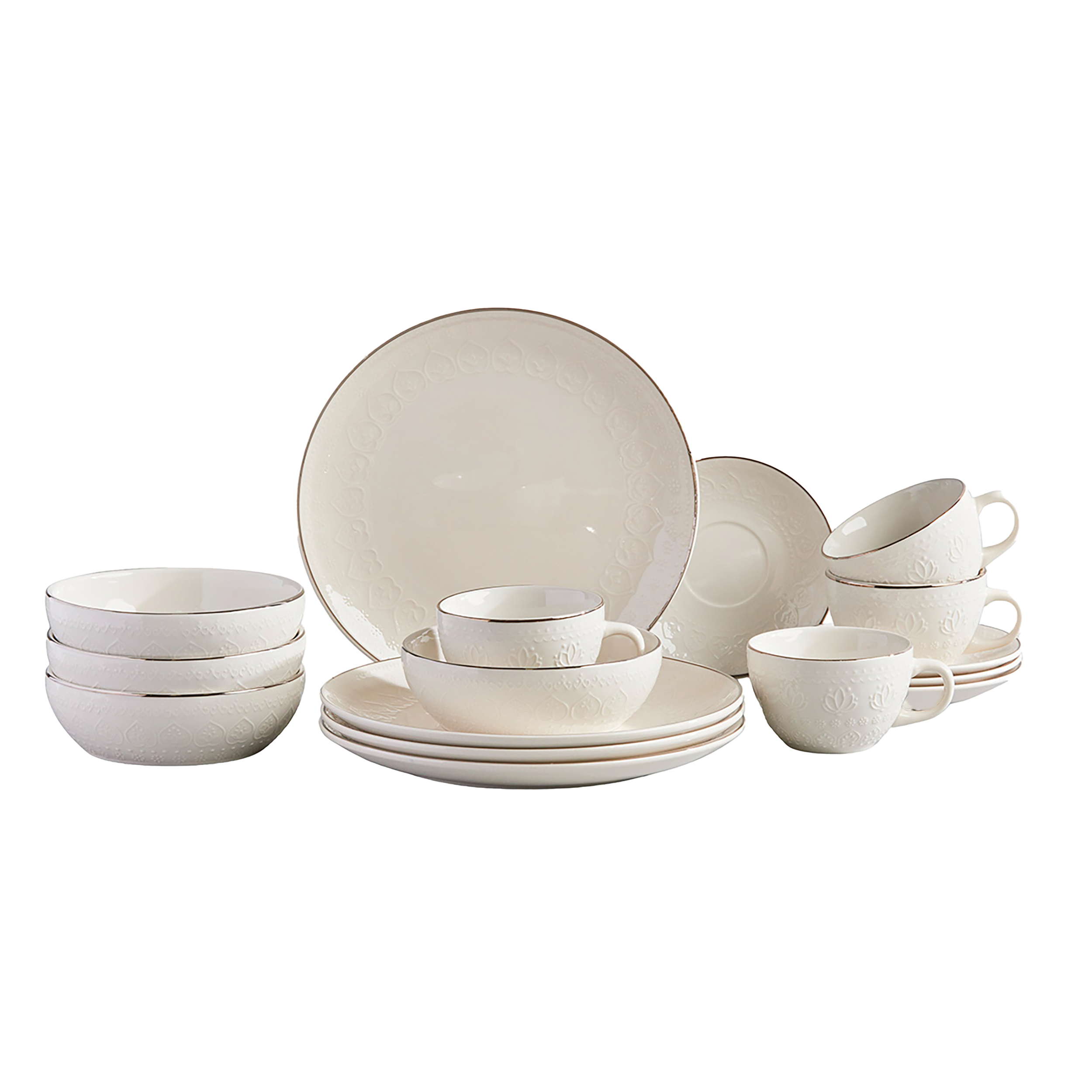 VAJILLA HARMONY PLATEADO CORONA  4 PUESTOS 16 PIEZAS