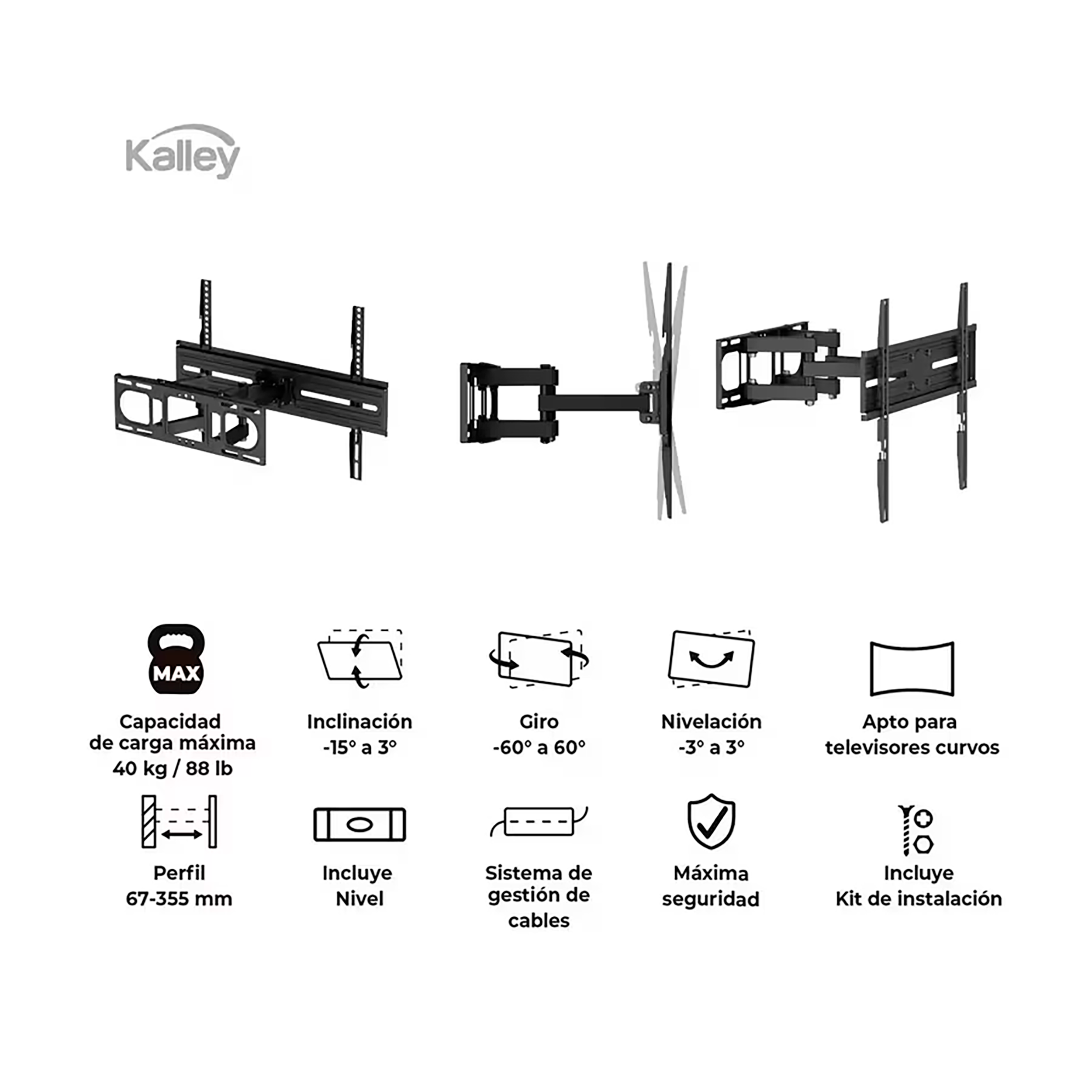 BASE TELEVISOR BRAZOFLEX 37" A 80" KALLE