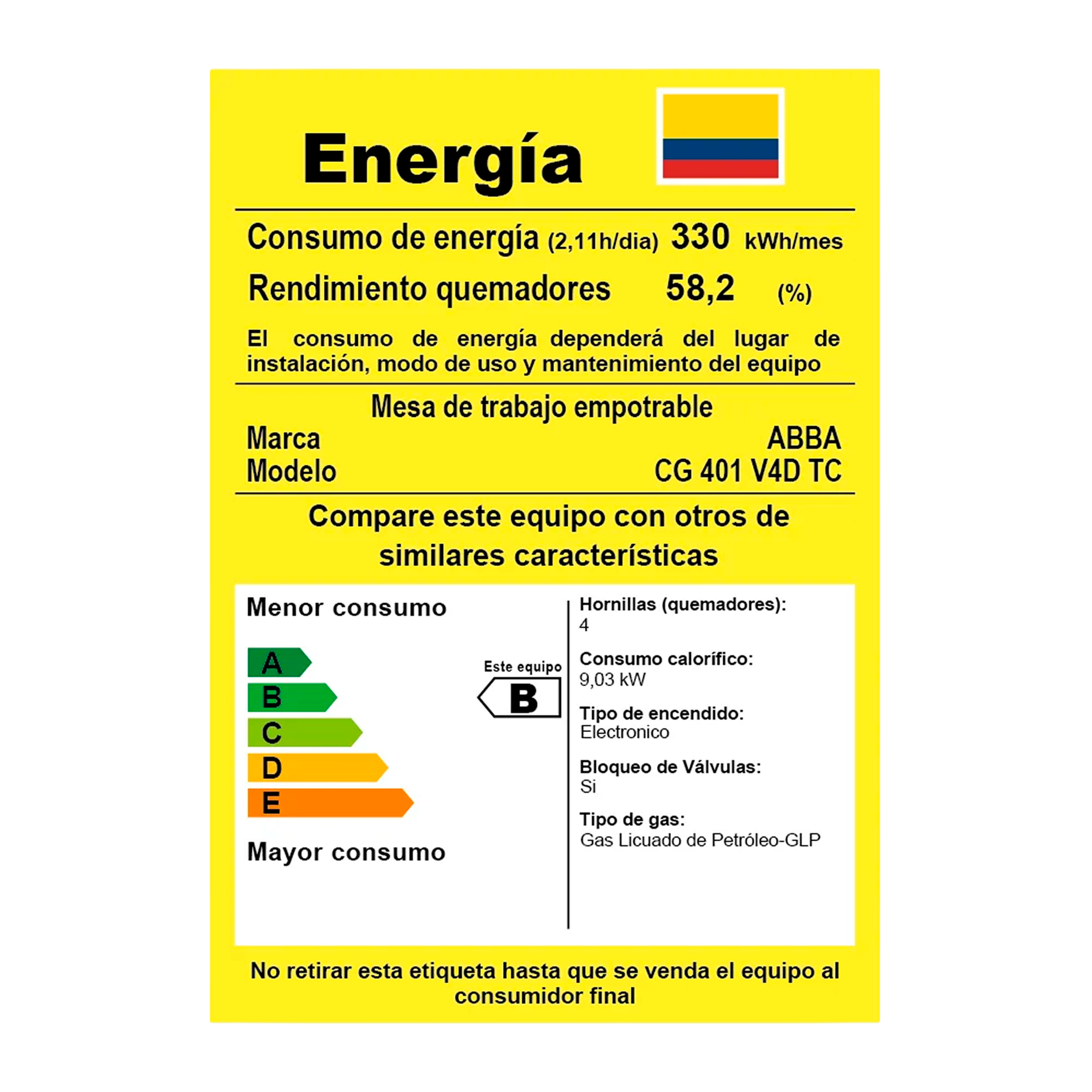 COCINA EMPOTRAR VIDRIO GAS PROPANO 4 PUESTOS PARRILLA DOBLE ABBA