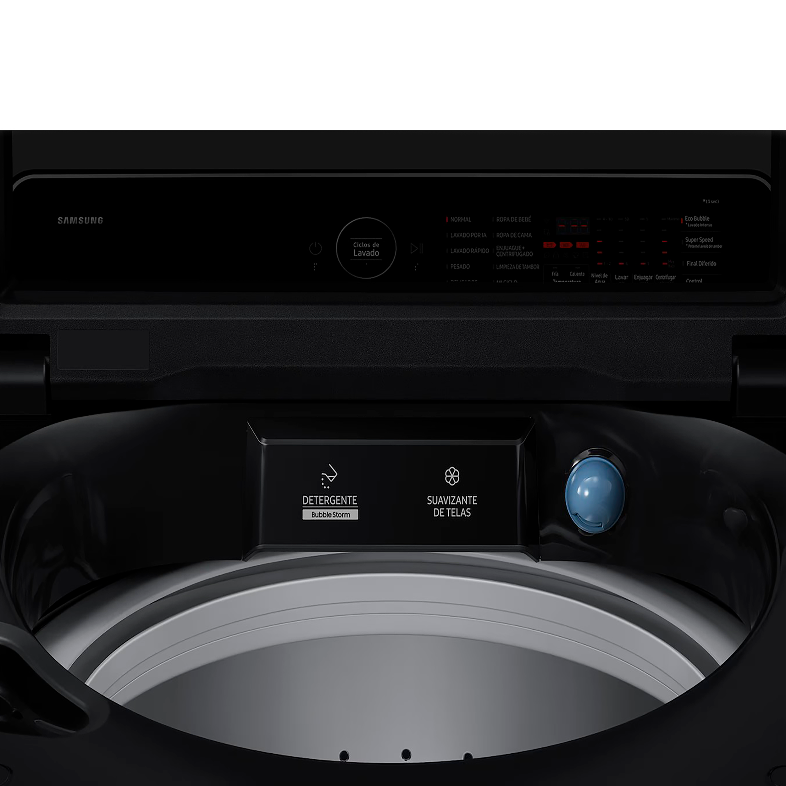 Lavadora SAMSUNG Bespoke Carga Superior AI Wash 21 Kilos WA80F21S8BCO Negra