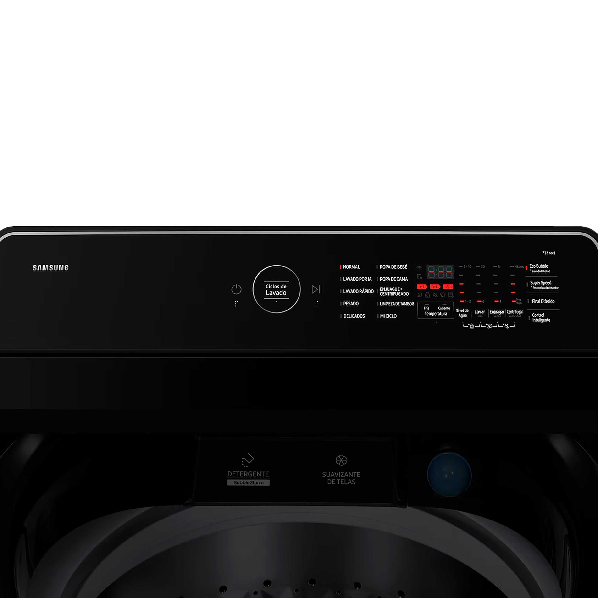 Lavadora SAMSUNG Bespoke Carga Superior AI Wash 21 Kilos WA80F21S8BCO Negra