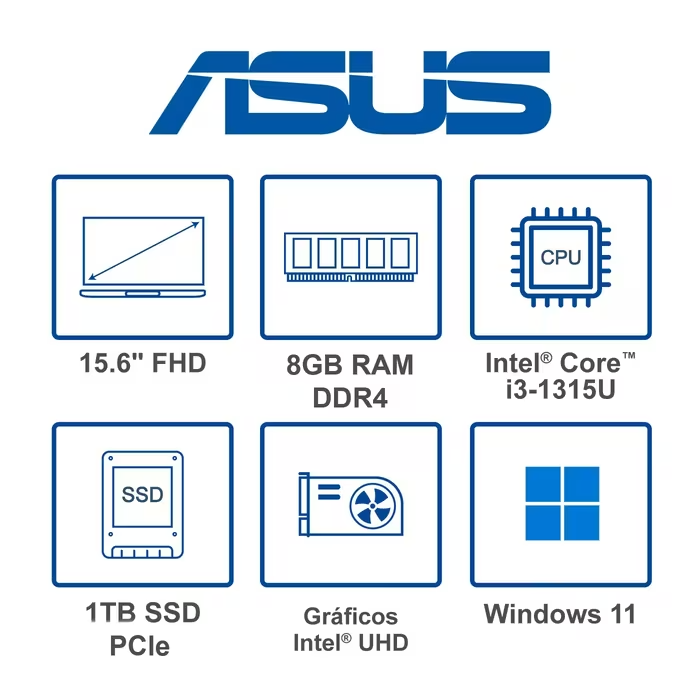 PC ASUS/C3-1315U/8GB-EX/1TB 15.6 P/WI