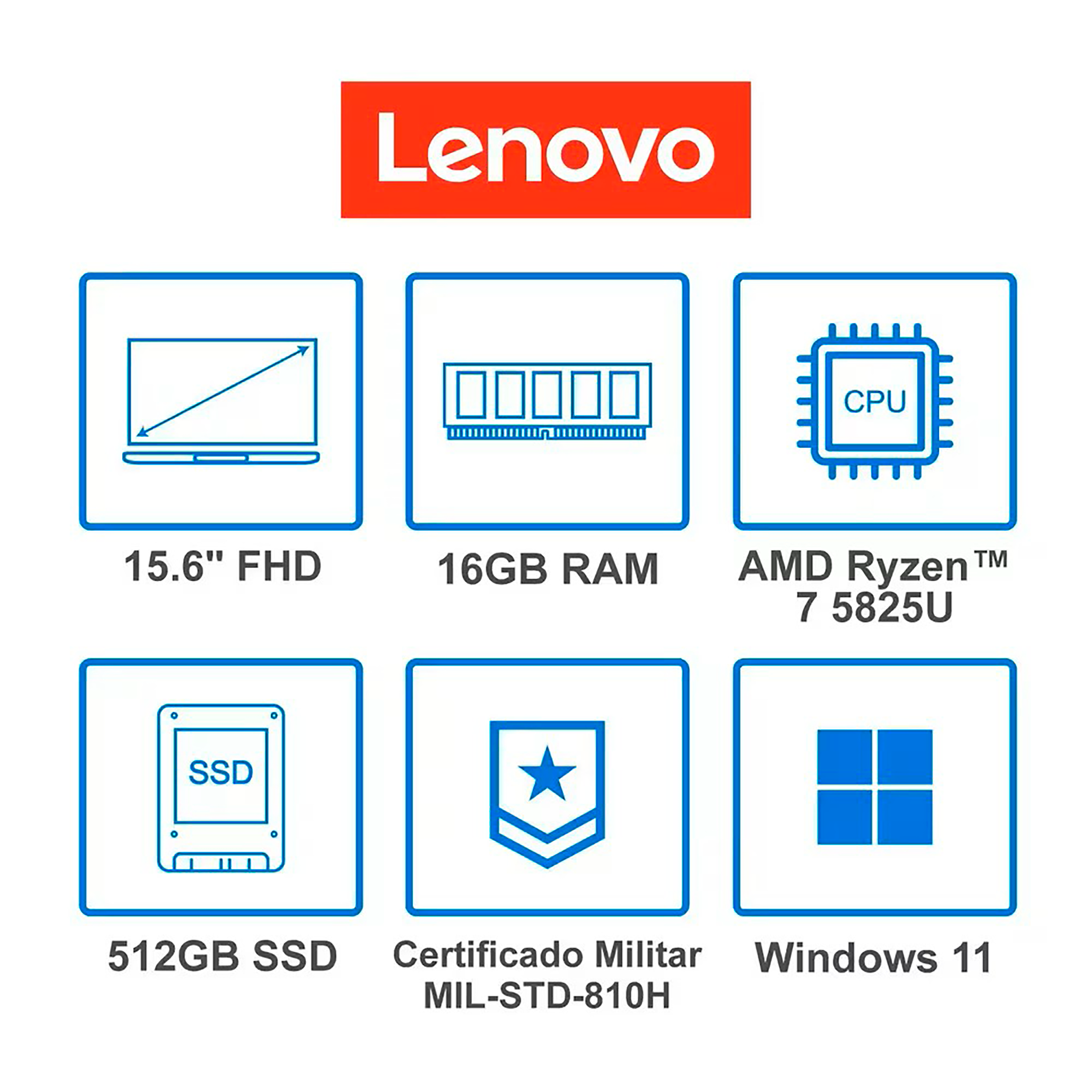 PORTATIL LENOVO R7 5825U 16+512GB -15.6P