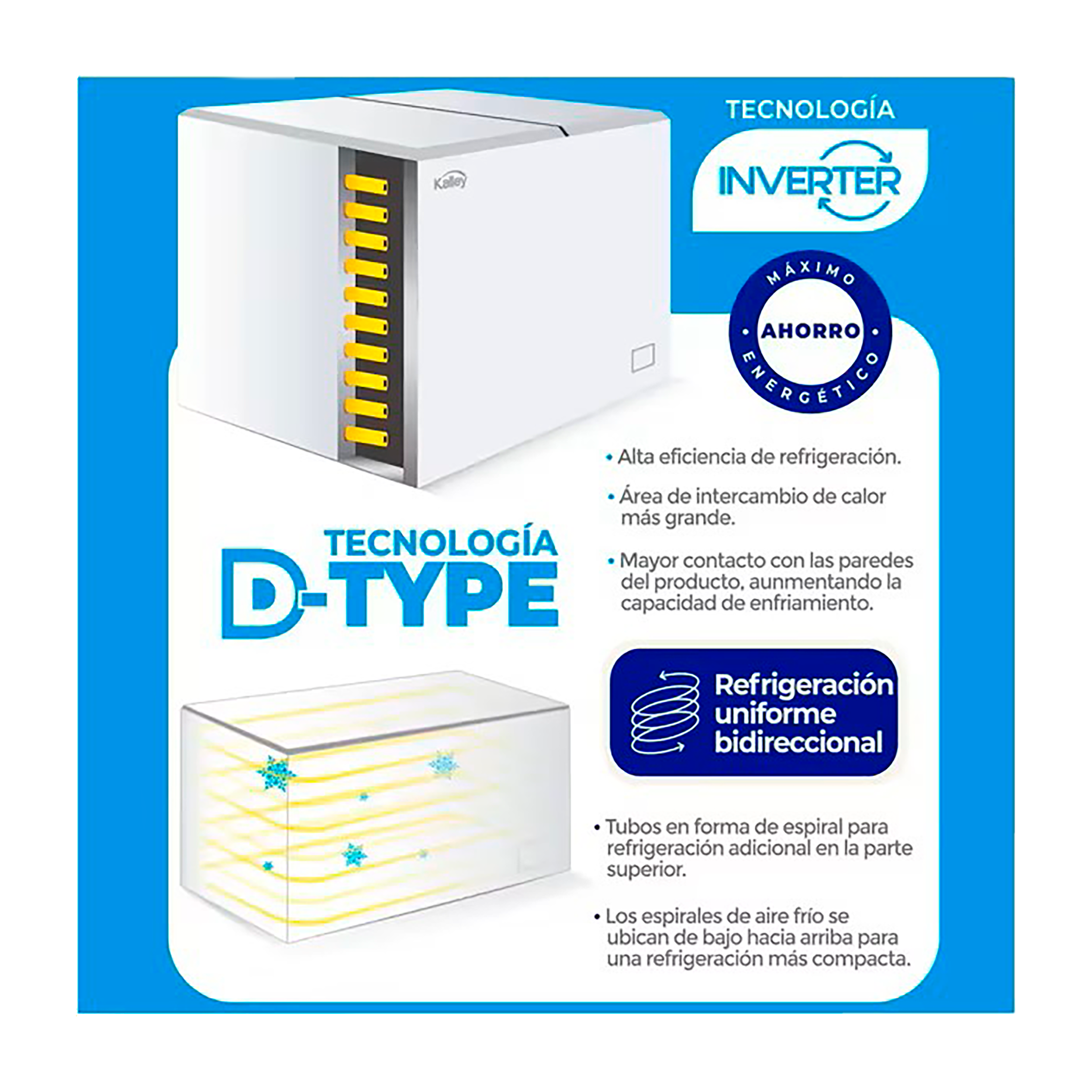 Congelador Horizontal KALLEY Dual 99 Litros INVERTER K-CH99LI Blanco