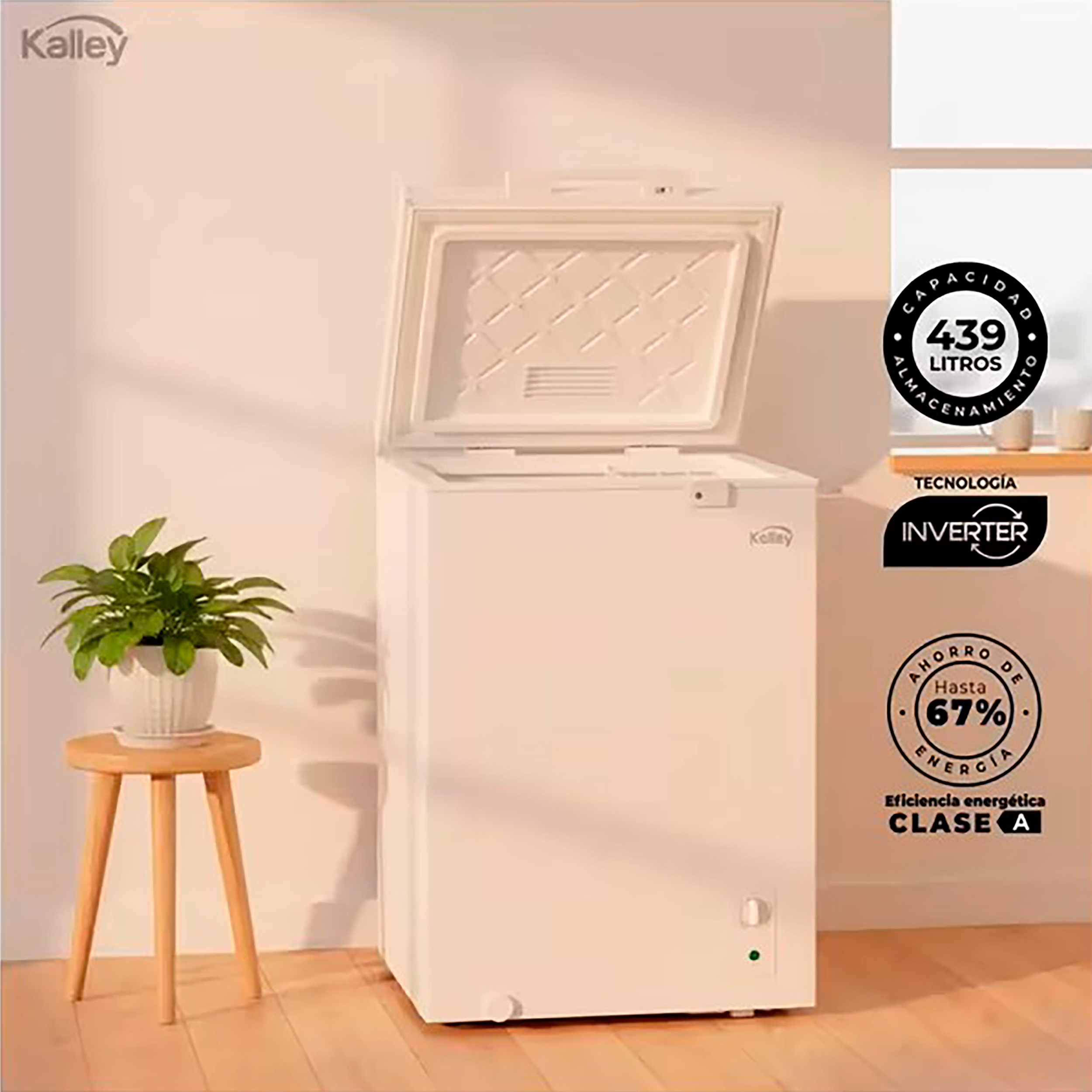 Congelador horizontal Inverter KALLEY Dual 143 Litros K-CH143LI Blanco