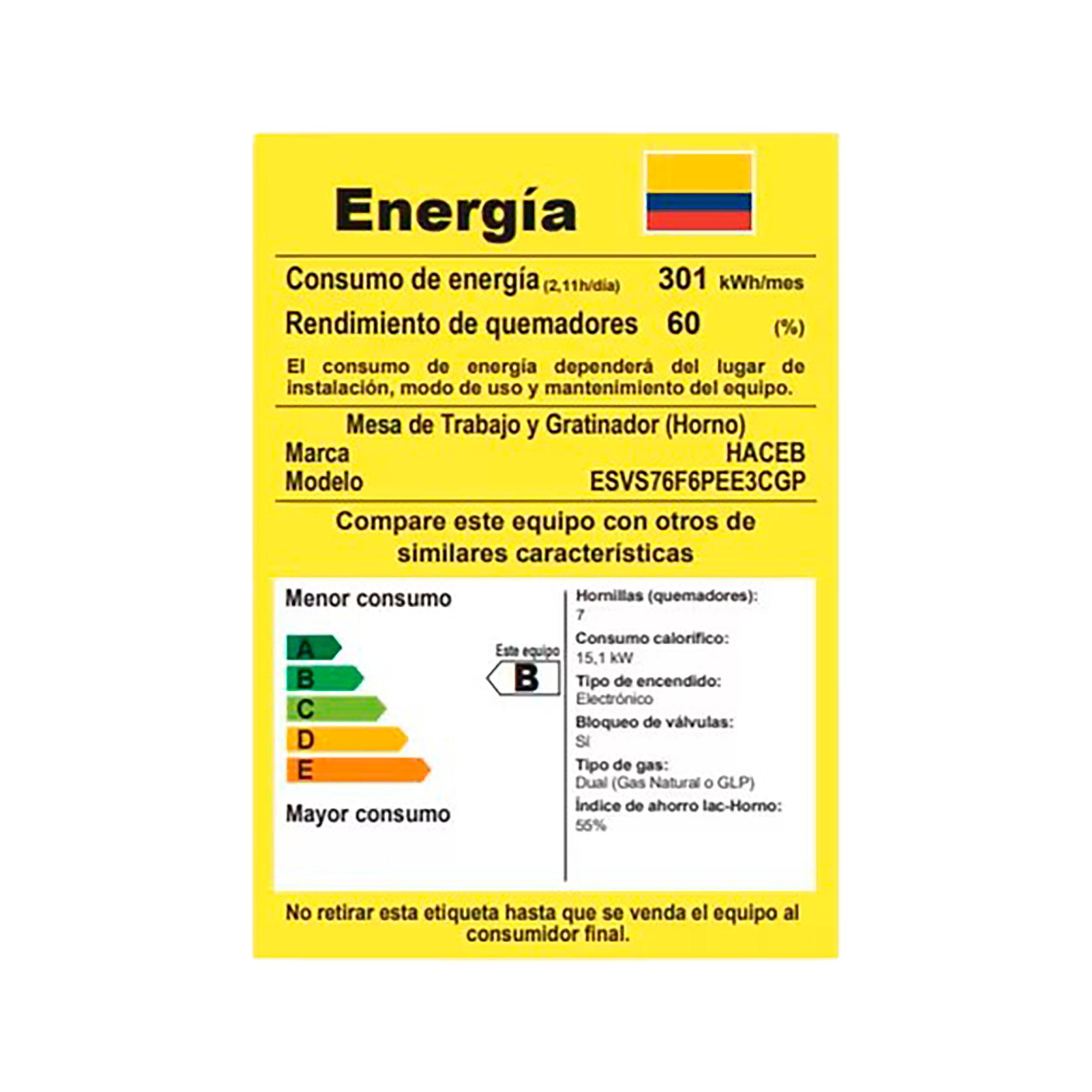 Estufa Orégano Haceb 76 cms inox gas propano