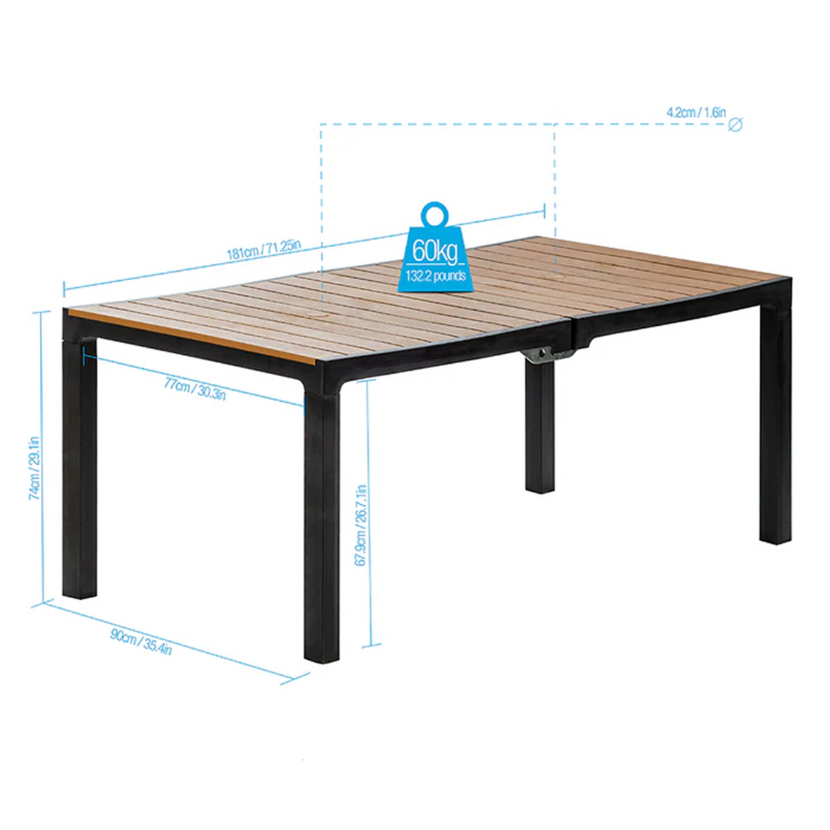 MESA MADEIRA RECTANGULAR TABACO MQ