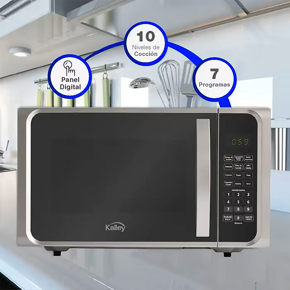 Horno Microondas KALLEY 0.9 Pies K-MW09G Gris
