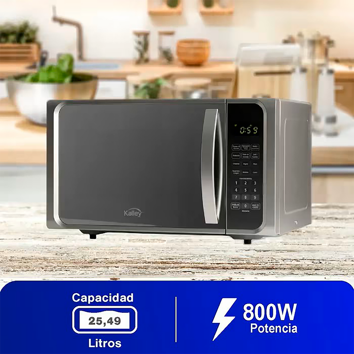 Horno Microondas KALLEY 0.9 Pies K-MW09G Gris