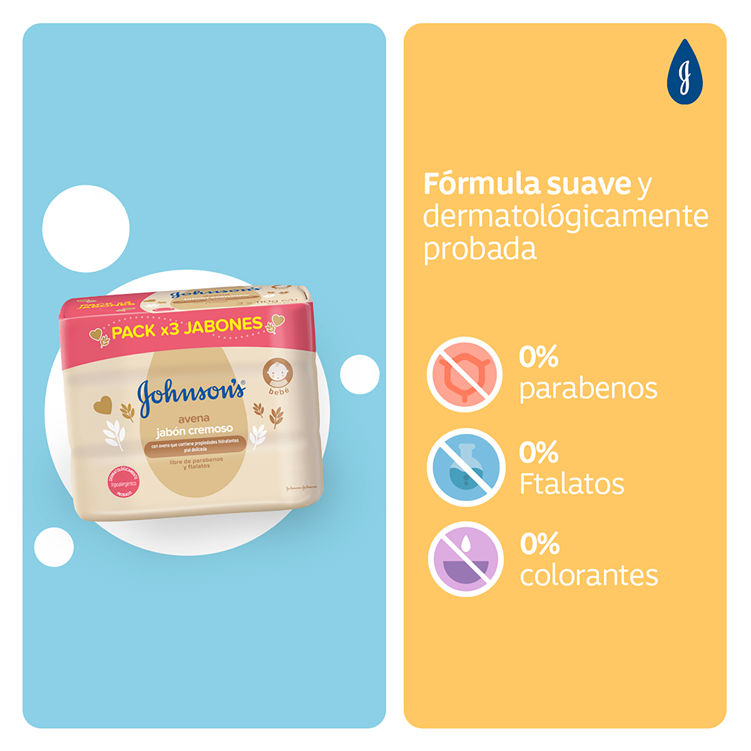 JABÒN EN BARRA JOHNSON'S®  AVENA X3