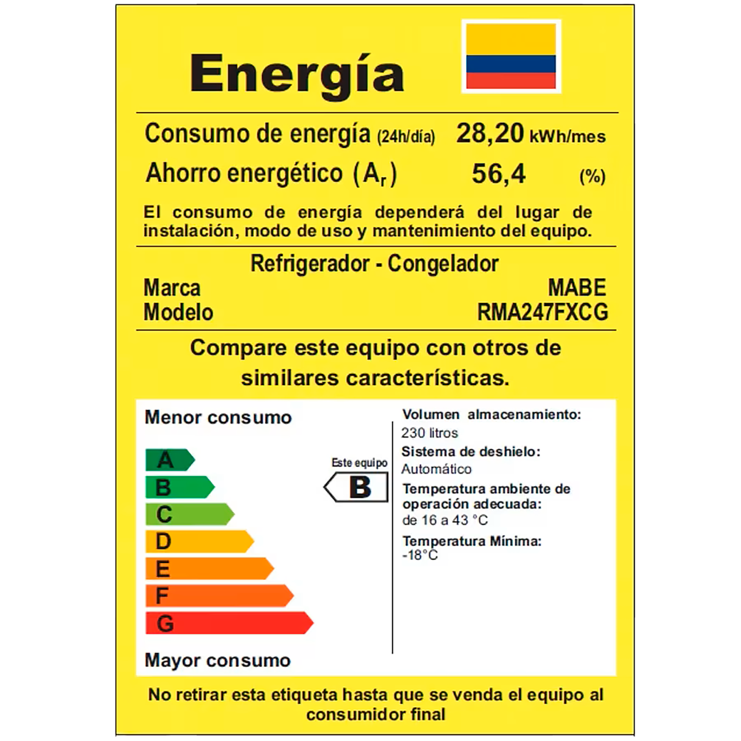 Nevera MABE No Frost Congelador Superior 247Litros RMA247FJCG Grafito