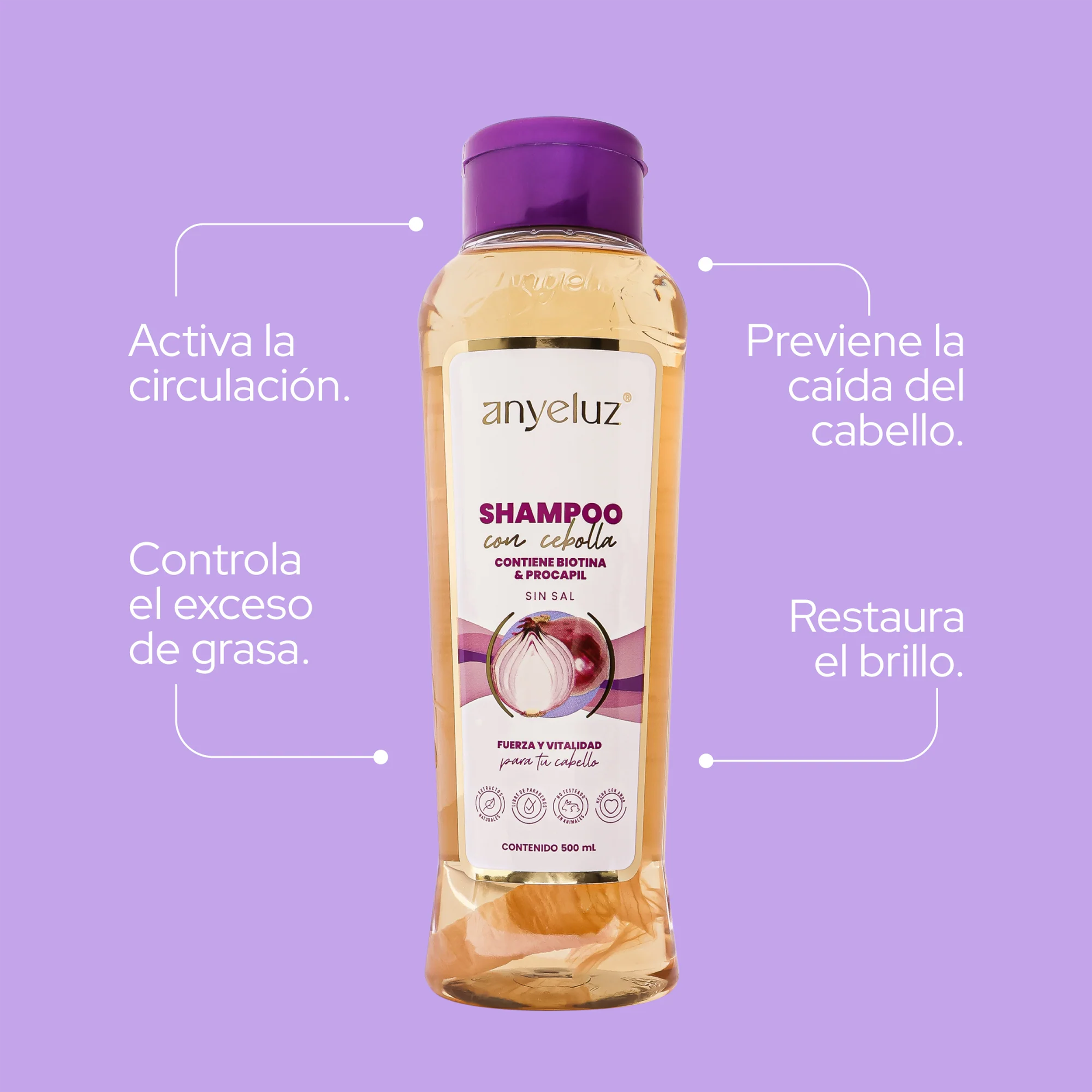 SHAMPOO CON CEBOLLA 500ML ANYELUZ