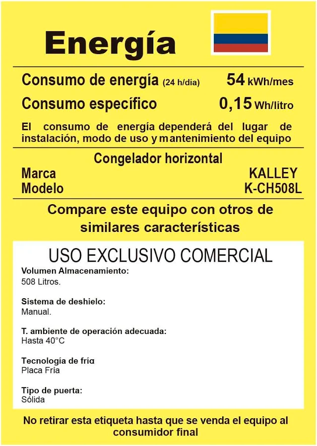 CONGELADOR H 508LT K-Ch508L"B KALLEY