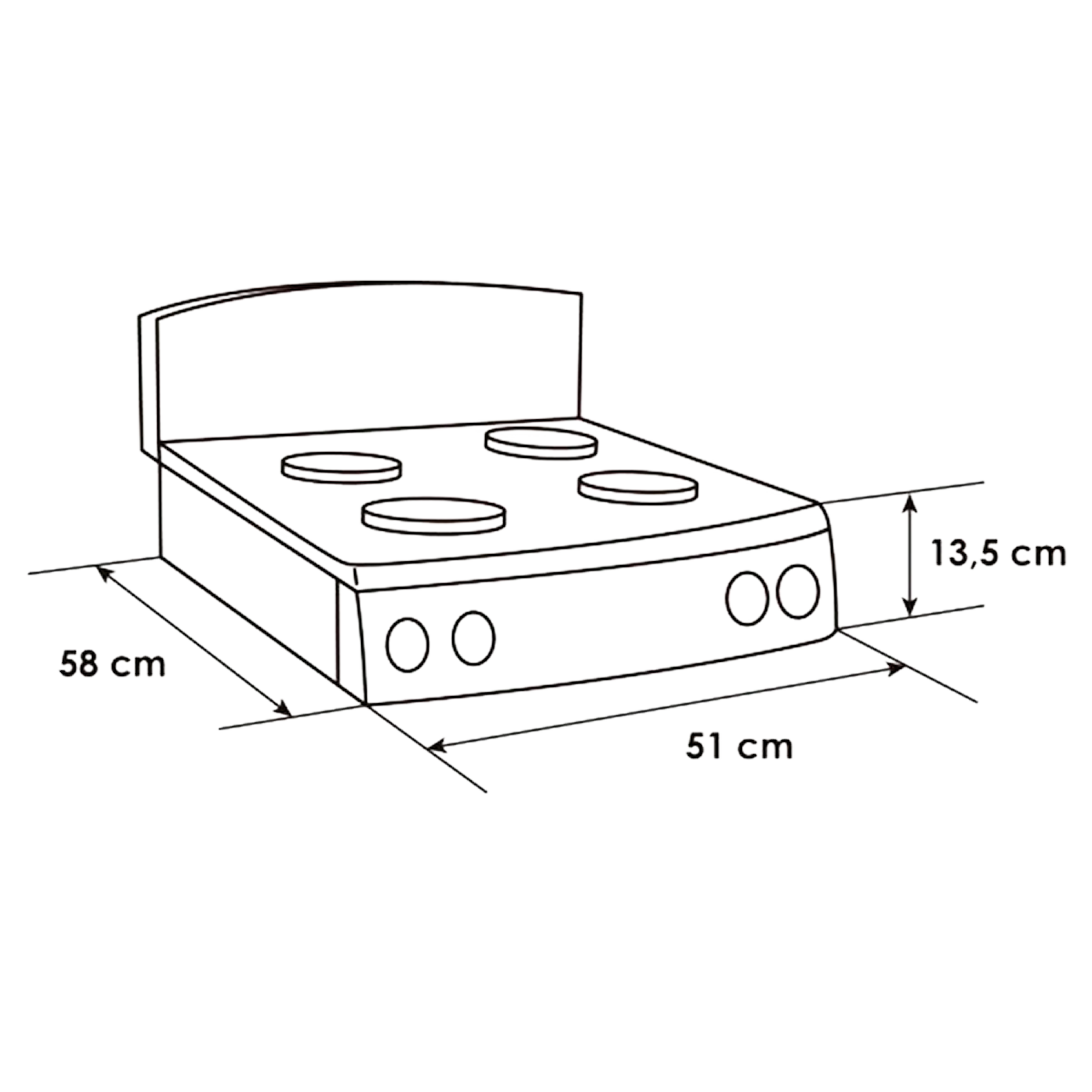 COCINA S/MESA 4PTS RECTA INOX TORRE