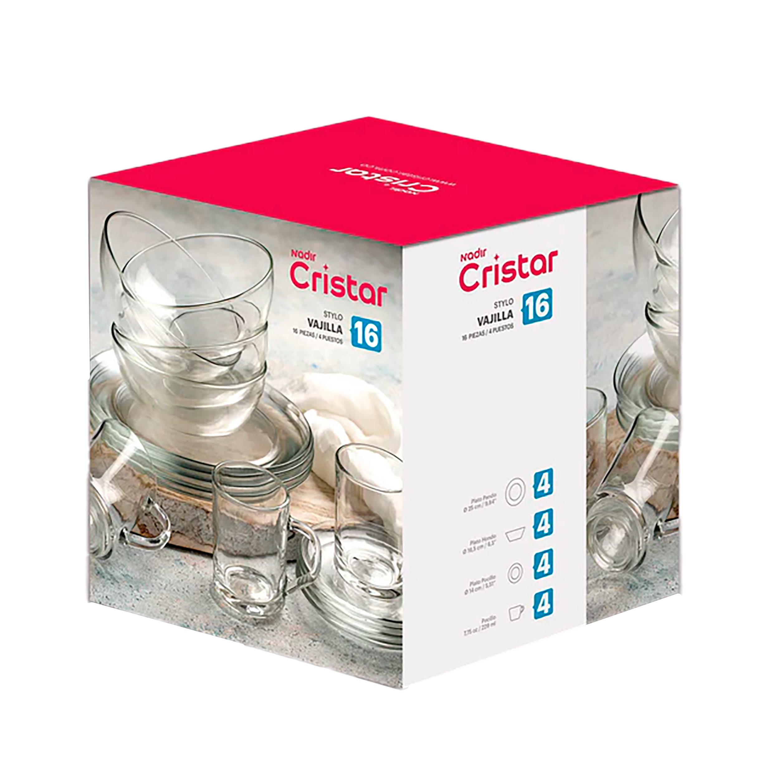 VAJILLA STYLO 16PZ CRISTAR