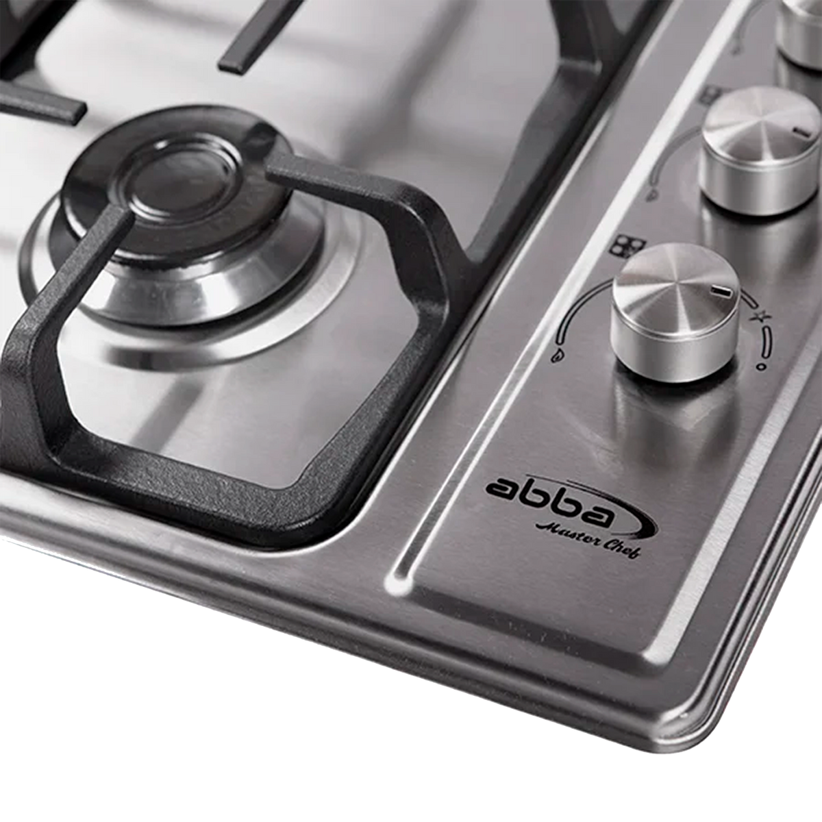 COCINA INOX 4PTS GAS PARRILLA HIERRO