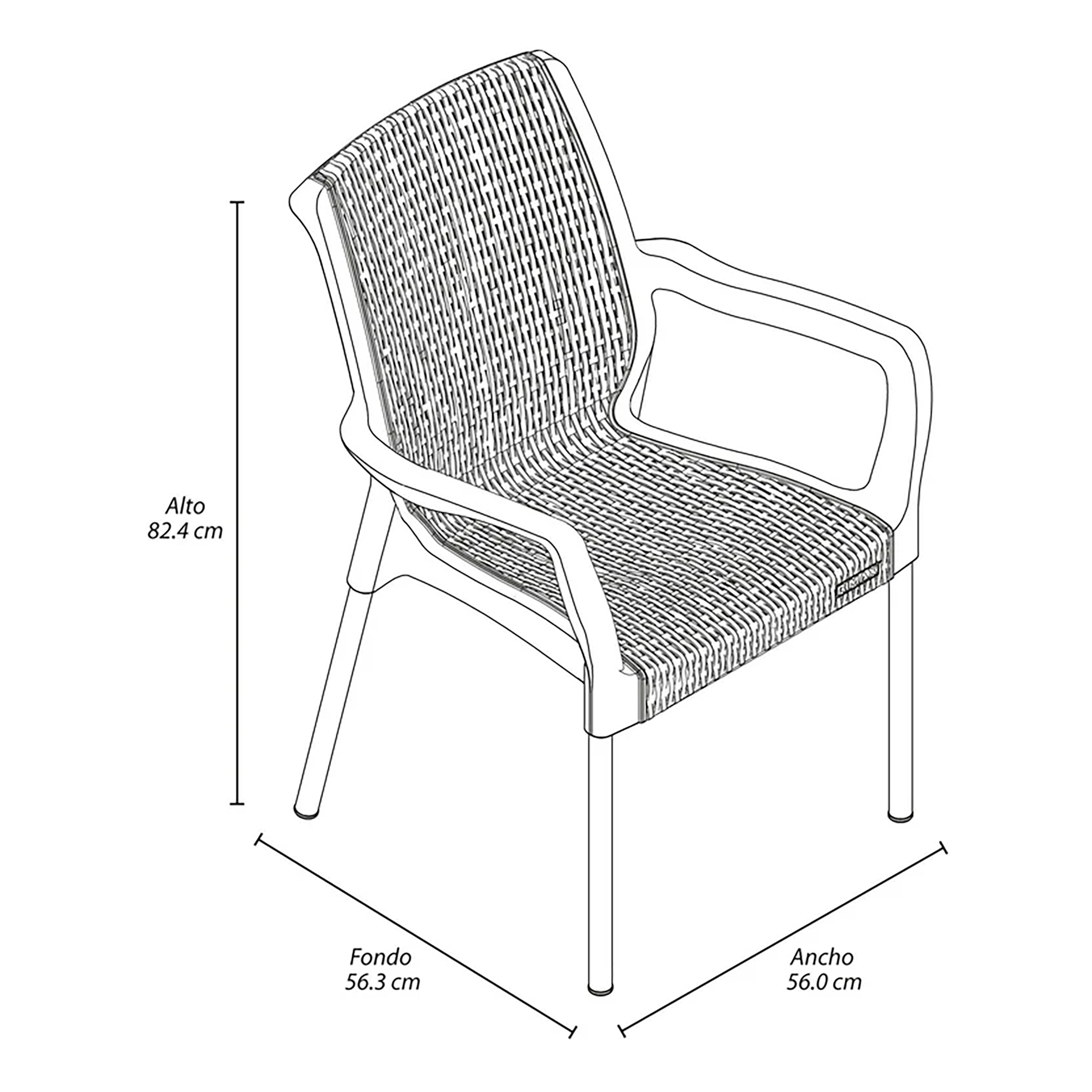 SILLA SHIA C/BRAZOS TAUPE RIMAX