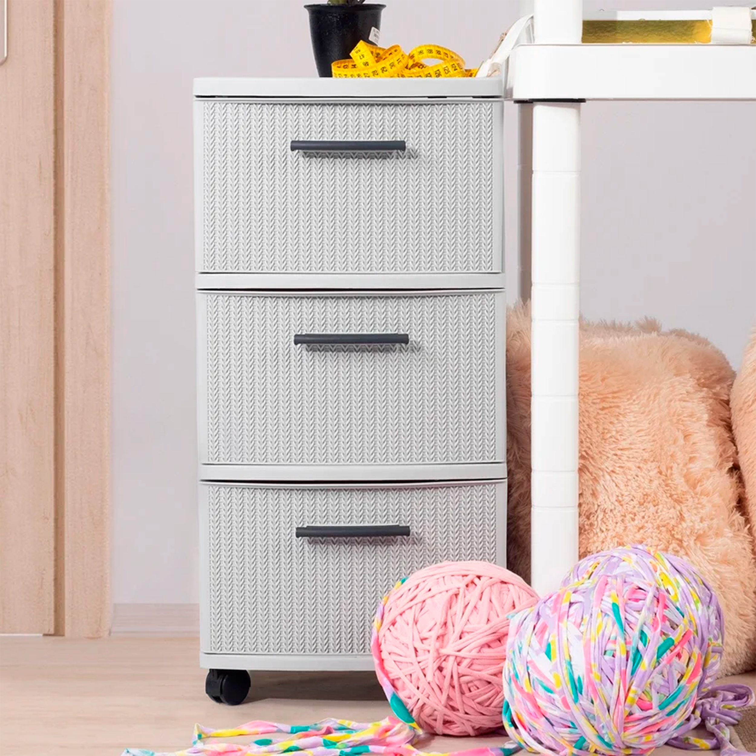 CAJONERO CROCHET 3 NIV-GRIS PLASTICOS MQ