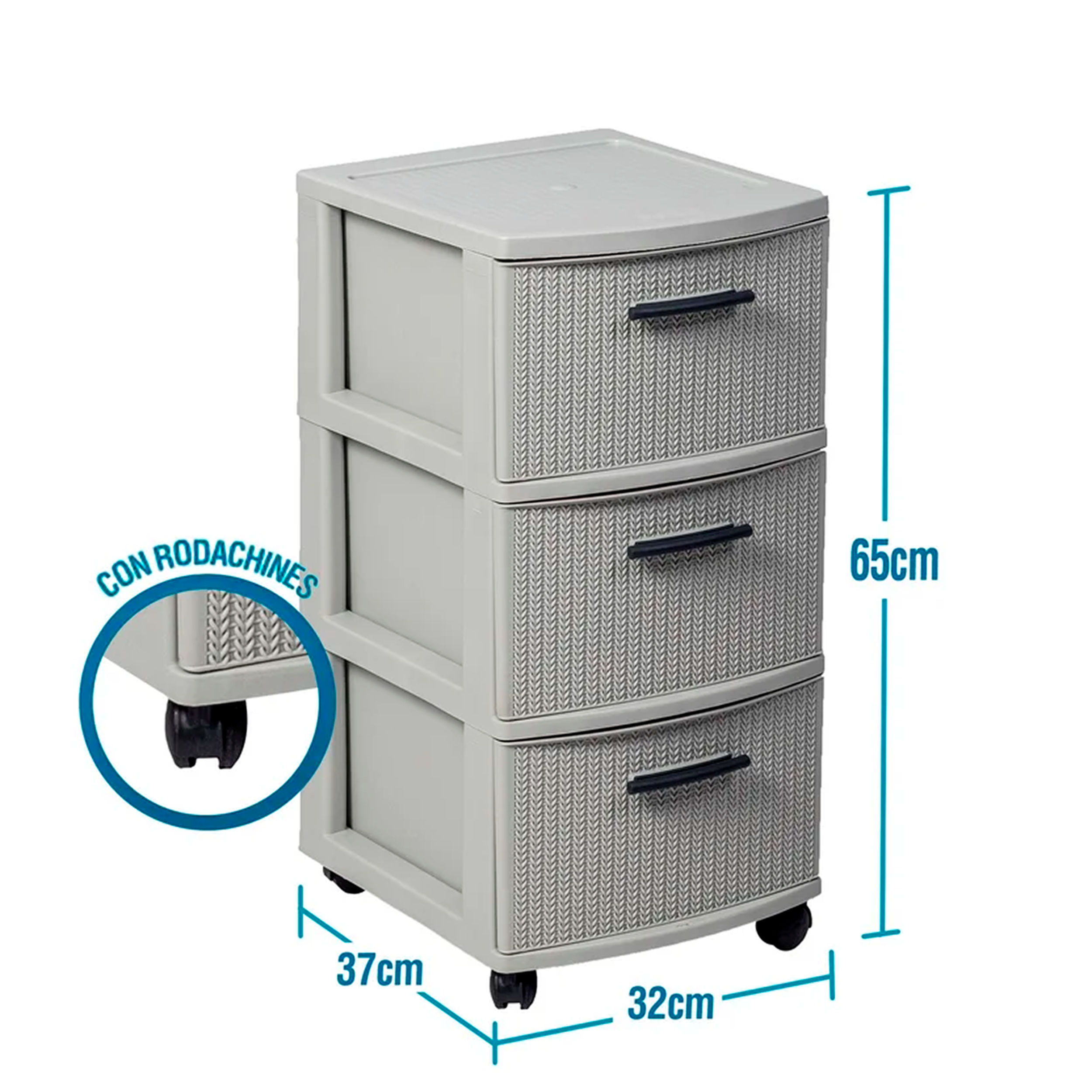 CAJONERO CROCHET 3 NIV-GRIS PLASTICOS MQ