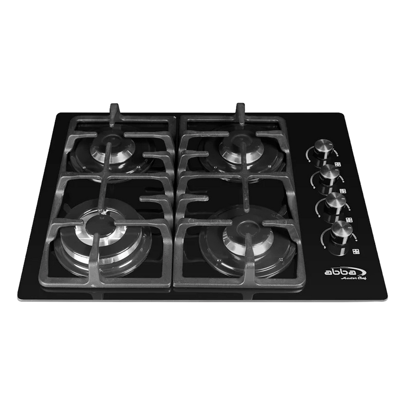 COCINA EMPOTRAR VIDRIO GAS PROPANO 4 PUESTOS PARRILLA DOBLE ABBA