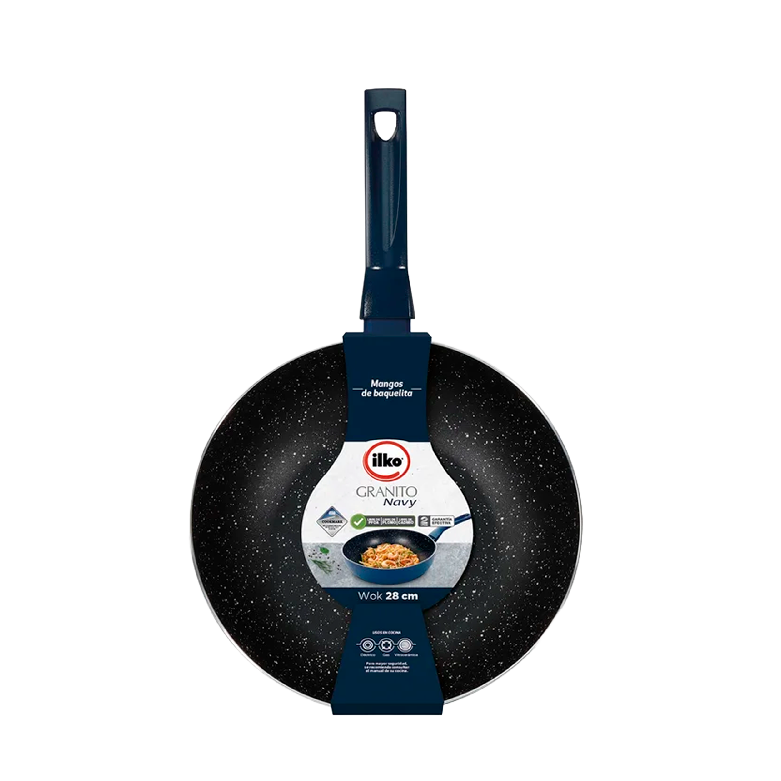 WOK ILKO 28CM GRANITO NAVY