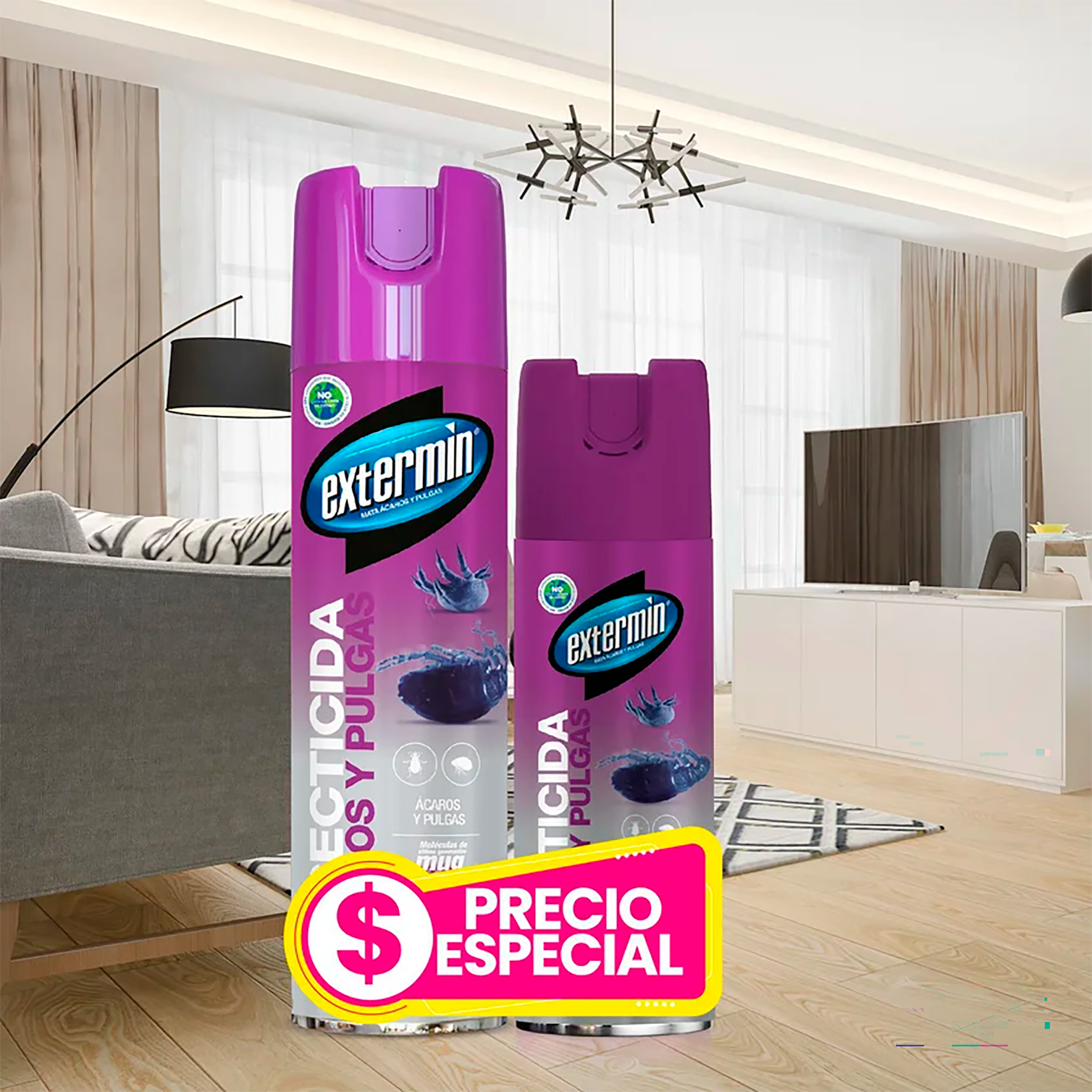 INSECTICIDA ACAROS Y PULGAS 400ML+250ML