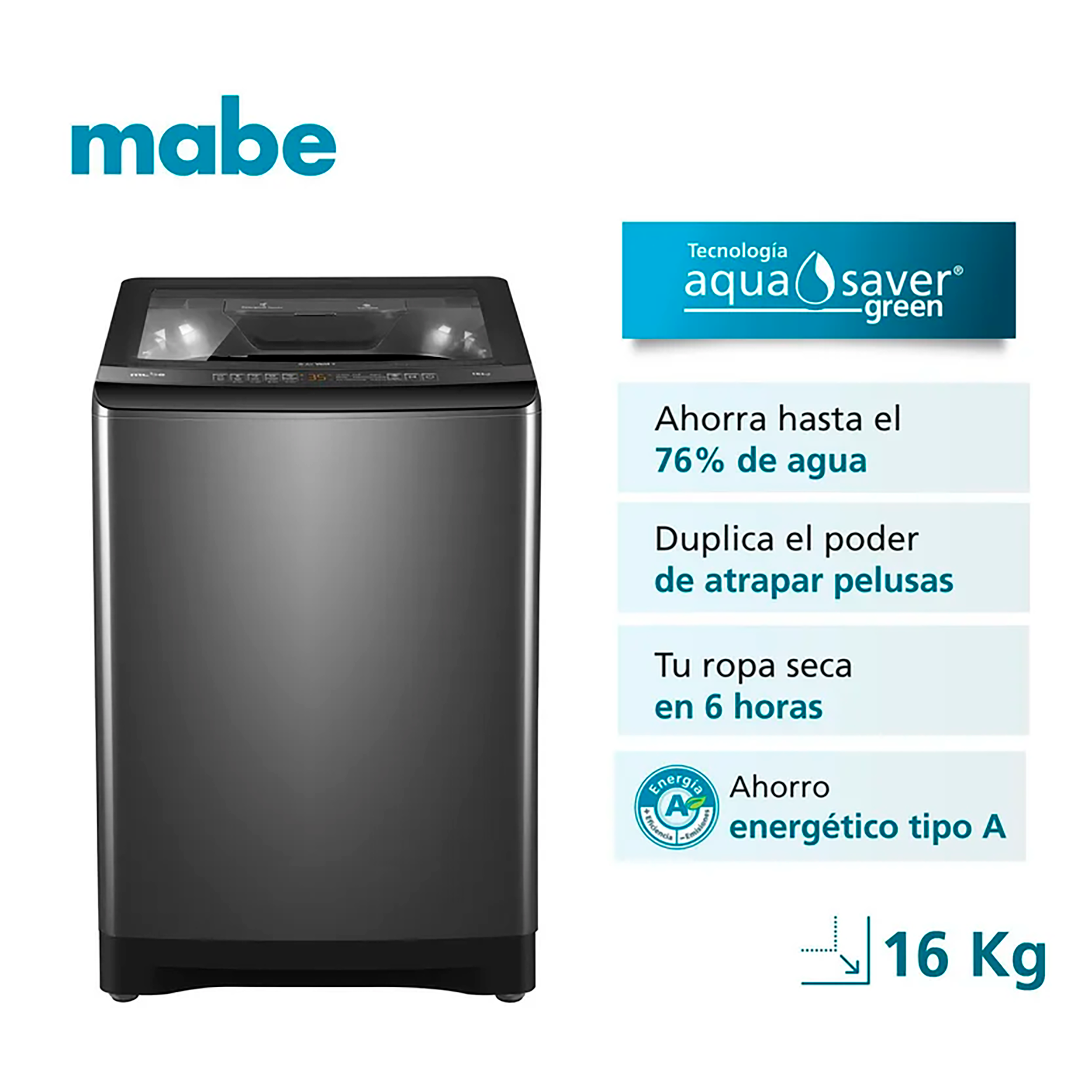 LAVADORA AUT 16KG DIAMOND GRAY MABE