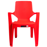 SILLA REGGINA CON BRAZOS RATTAN -ROJA