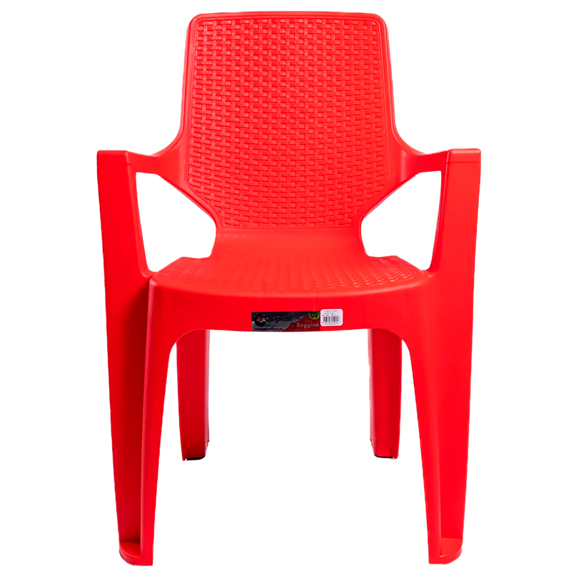 SILLA REGGINA CON BRAZOS RATTAN -ROJA