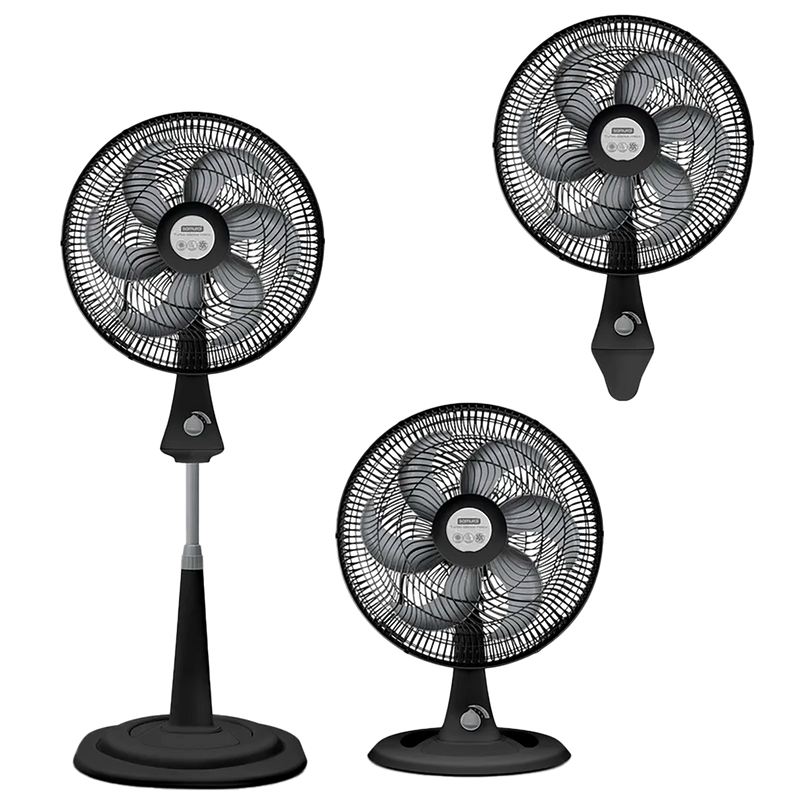 Ventilador Samurai Turbo Silence Maxx 3 en 1, 3 Velocidades, Negro