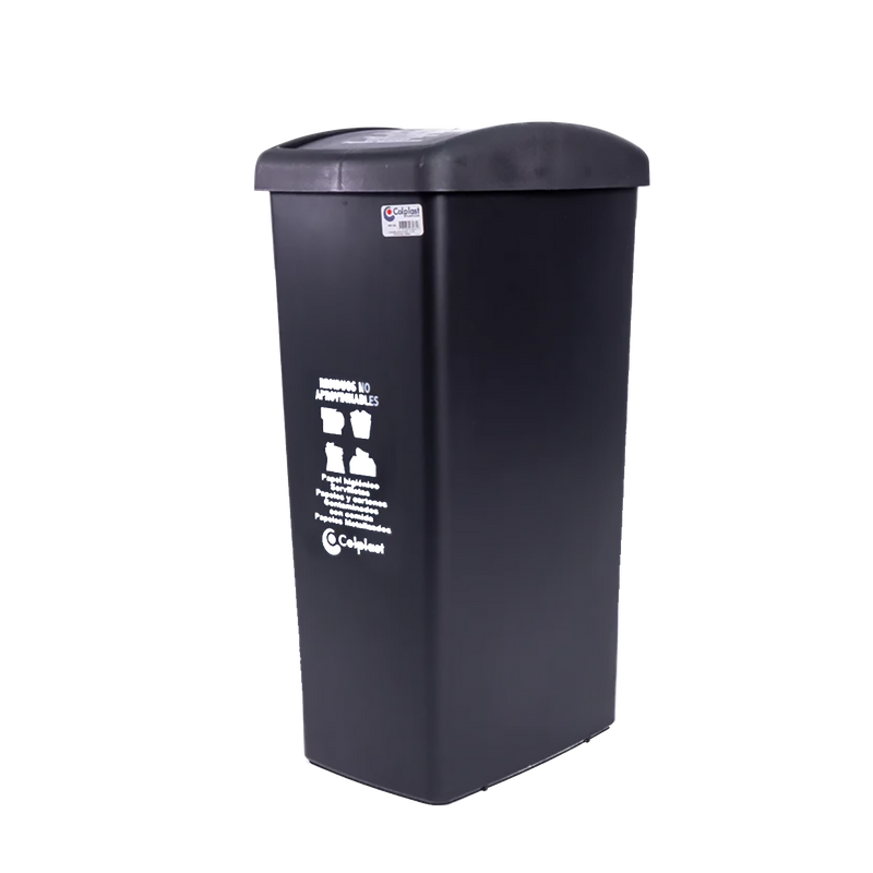 PAPELERA PLANA 55L NEGRO PELETIZ COLPLAS