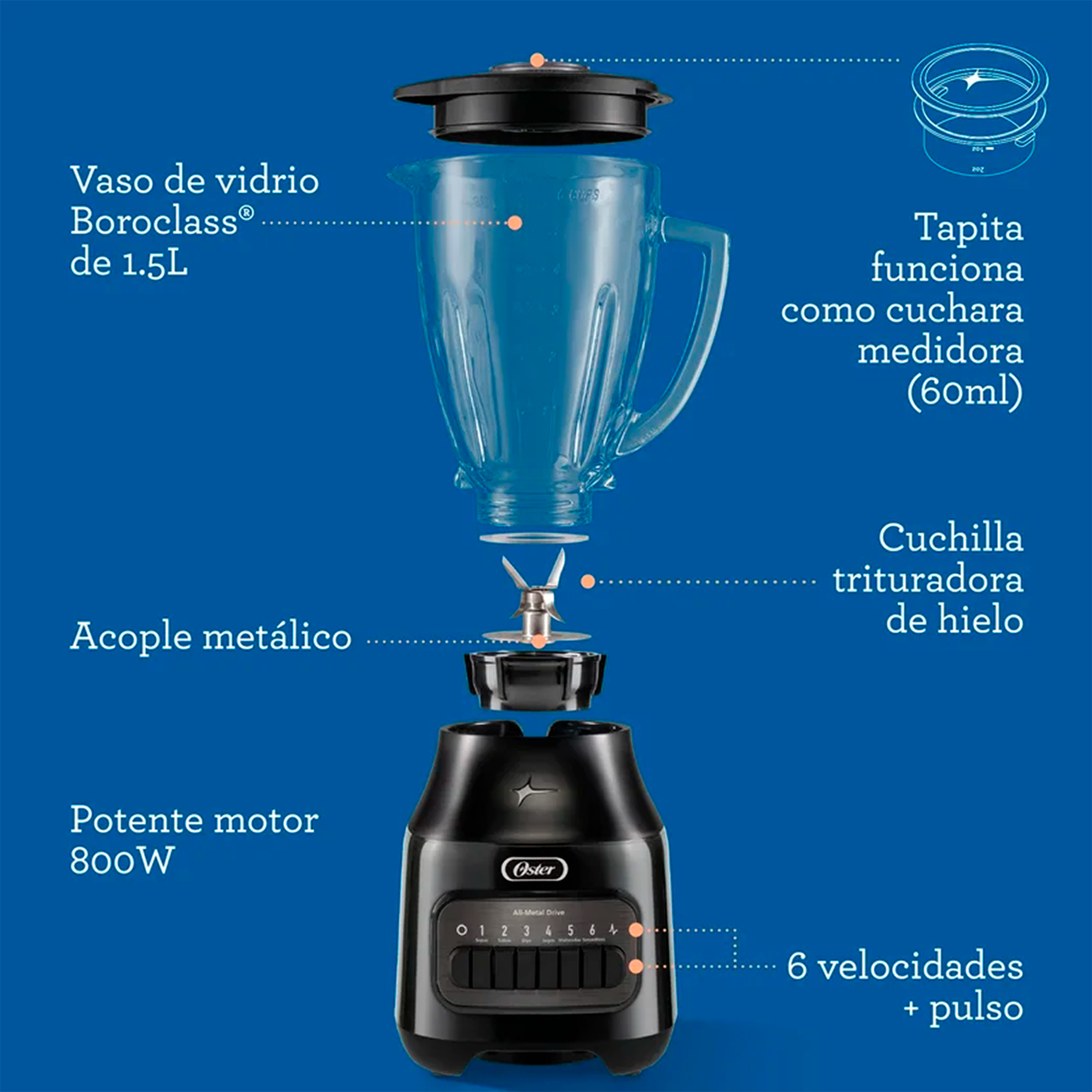 LICUADORA VALUE 6VEL 1.5L V/V NEGRO OSTE